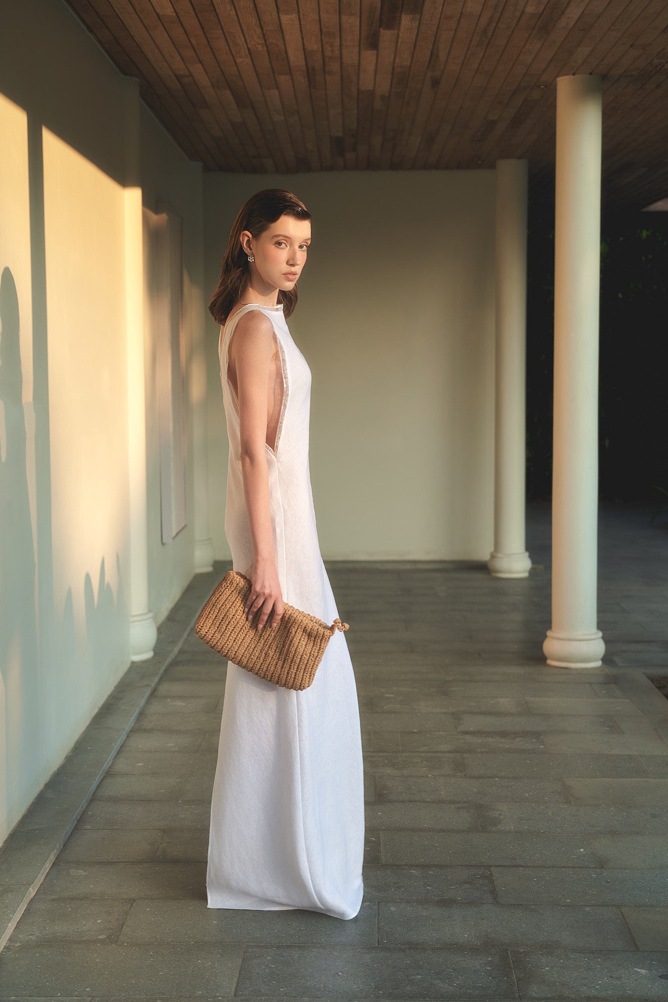 ANNE LINEN GOWN - WHITE