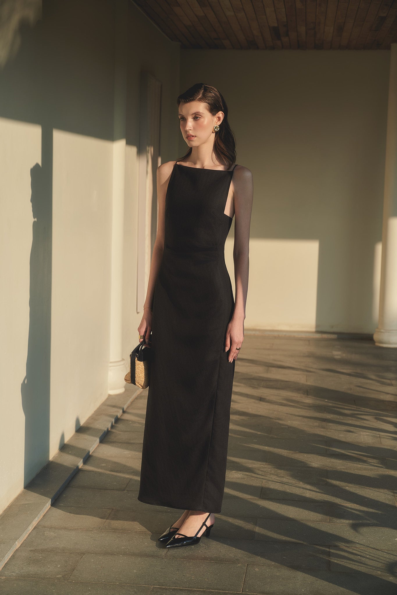 ELLIE LINEN DRESS - BLACK