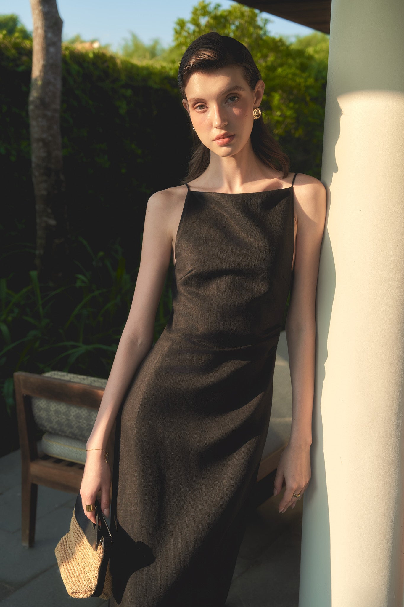 ELLIE LINEN DRESS - BLACK