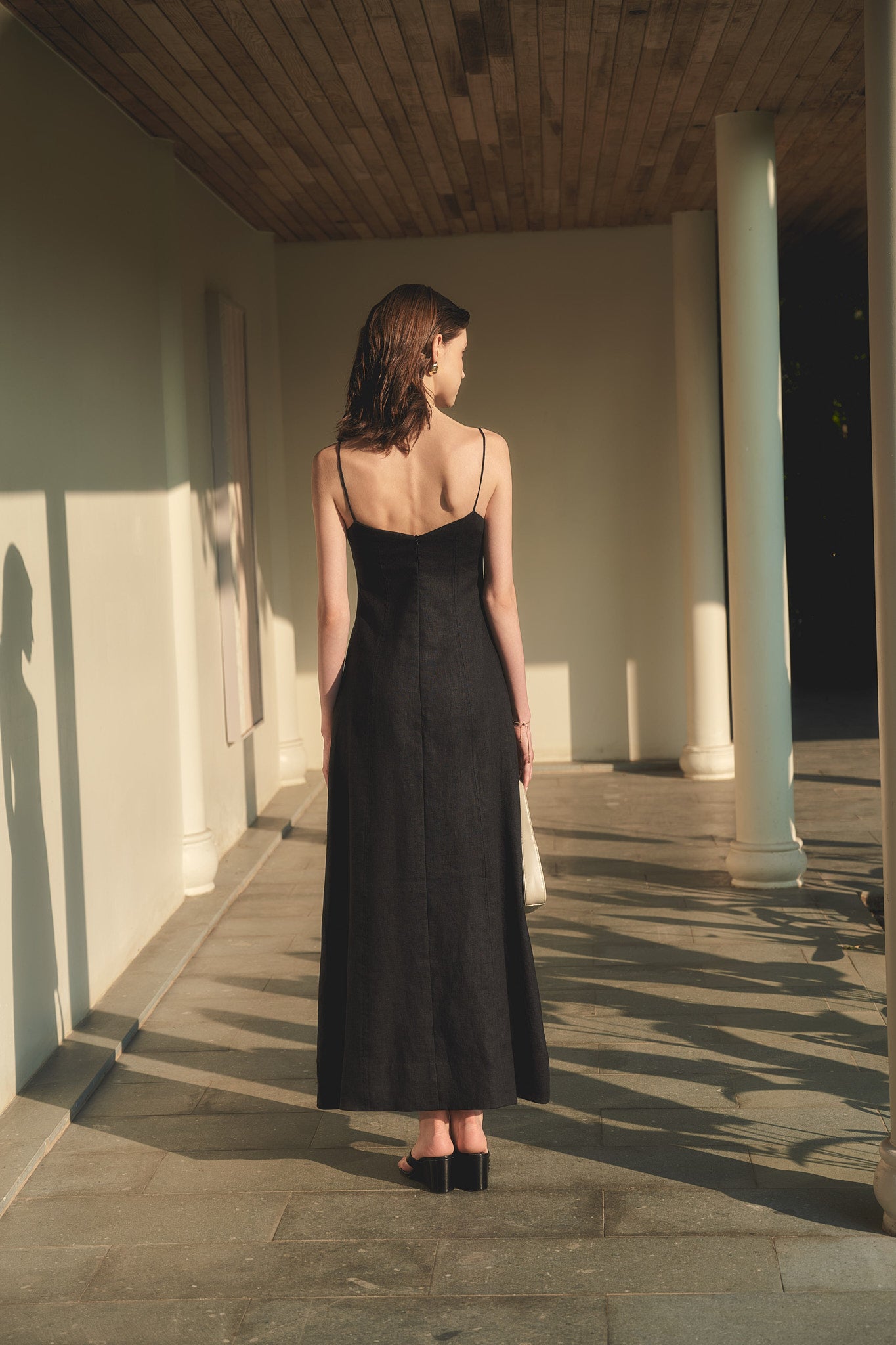 BELLE CAMI LINEN DRESS - BLACK