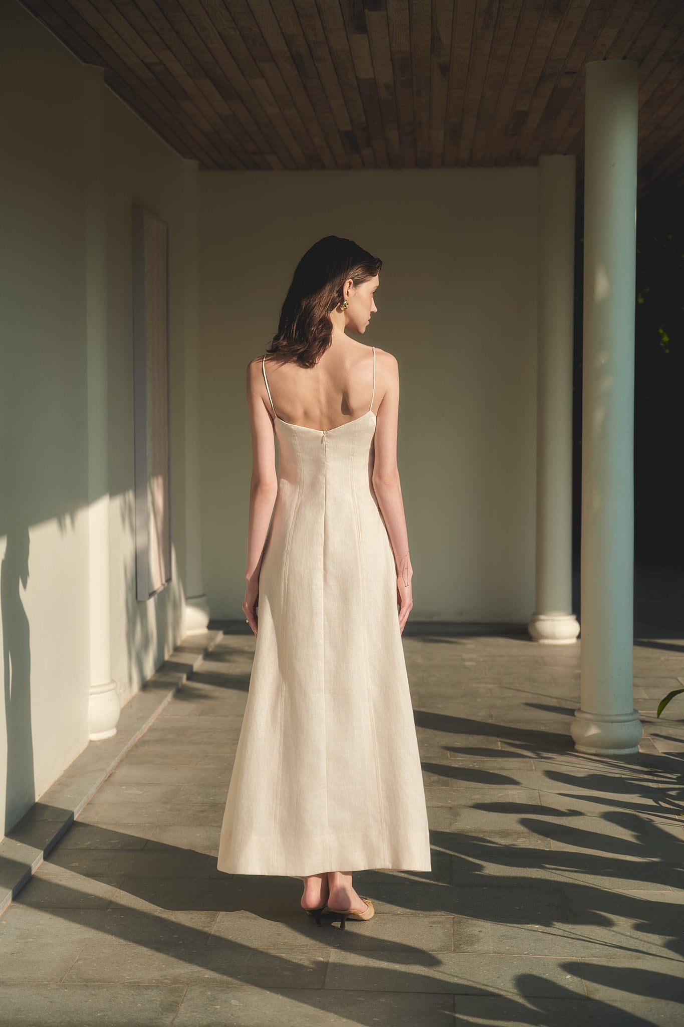 BELLE CAMI LINEN DRESS - VANILLA