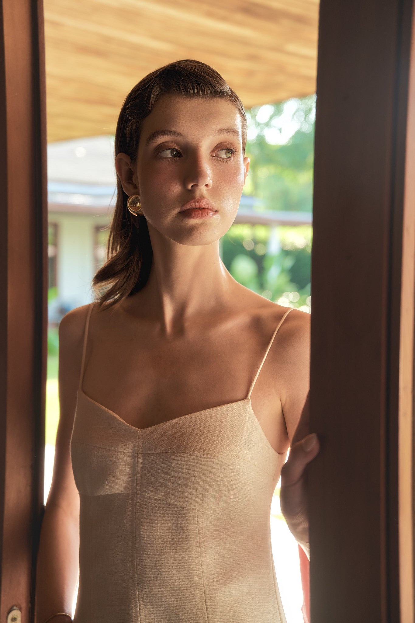 BELLE CAMI LINEN DRESS - VANILLA