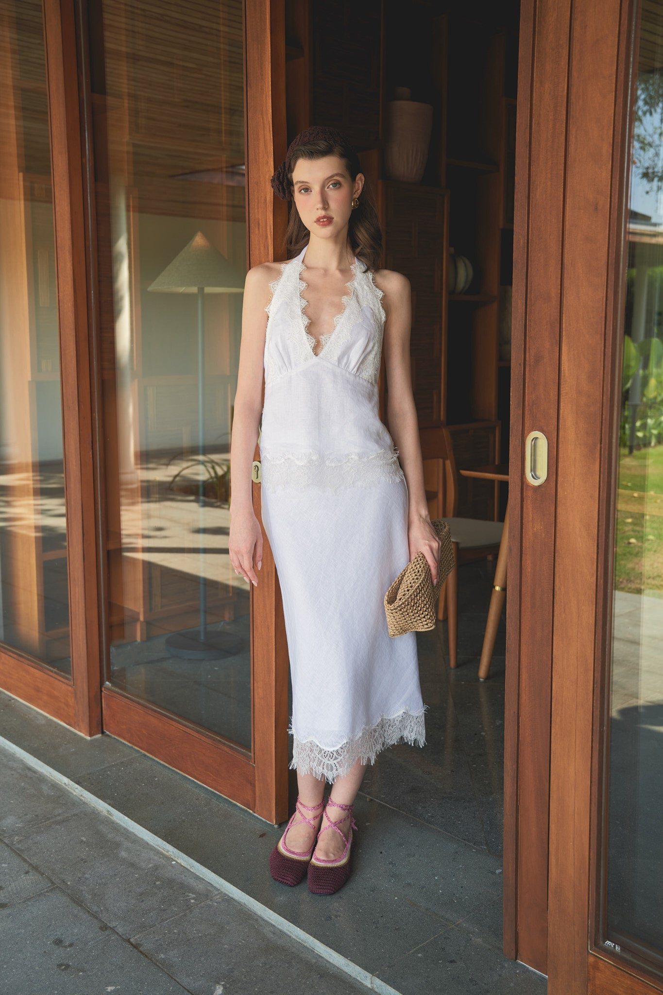 MADELYN LACE LINEN TOP - WHITE