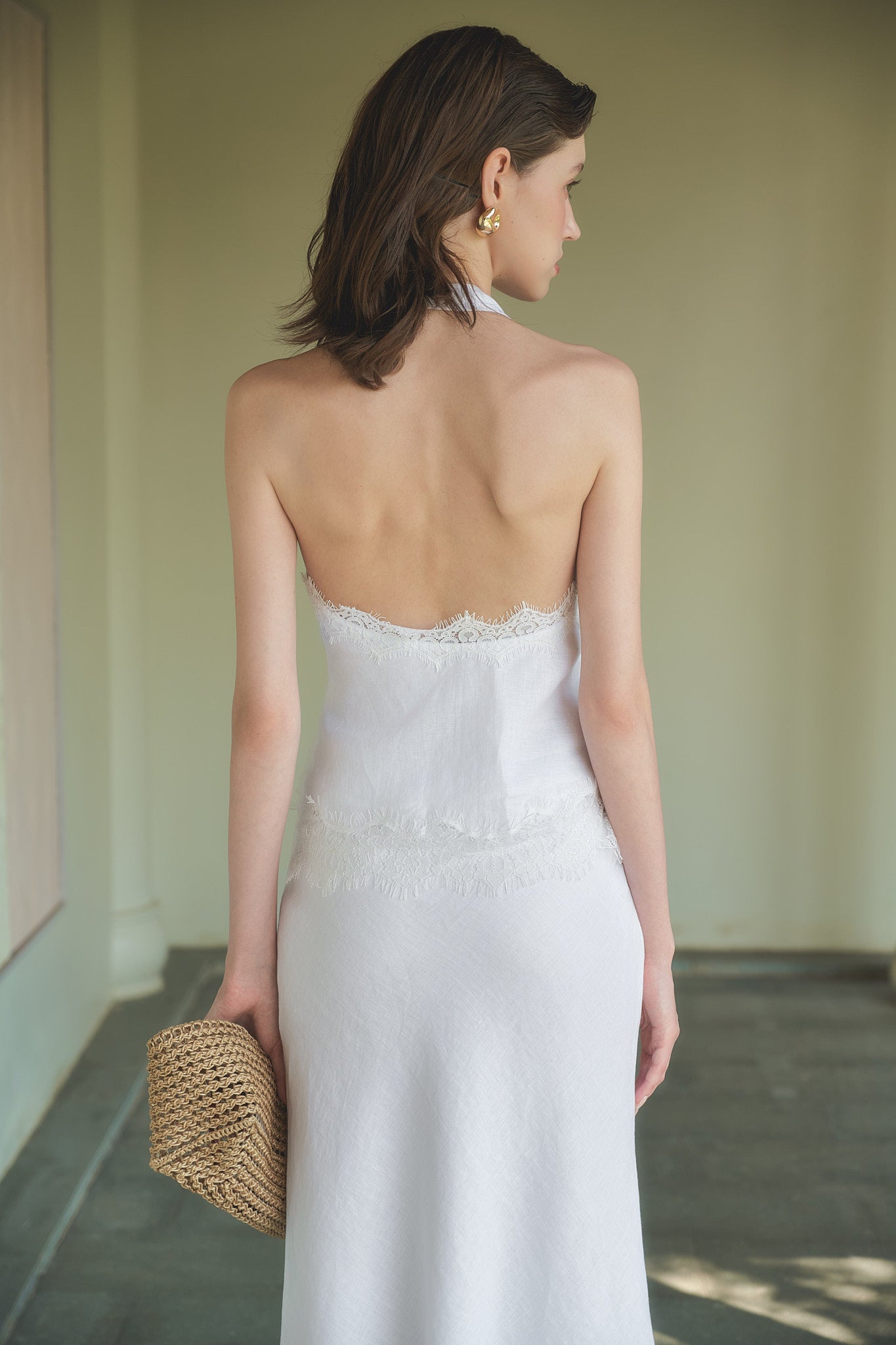 MADELYN LACE LINEN TOP - WHITE