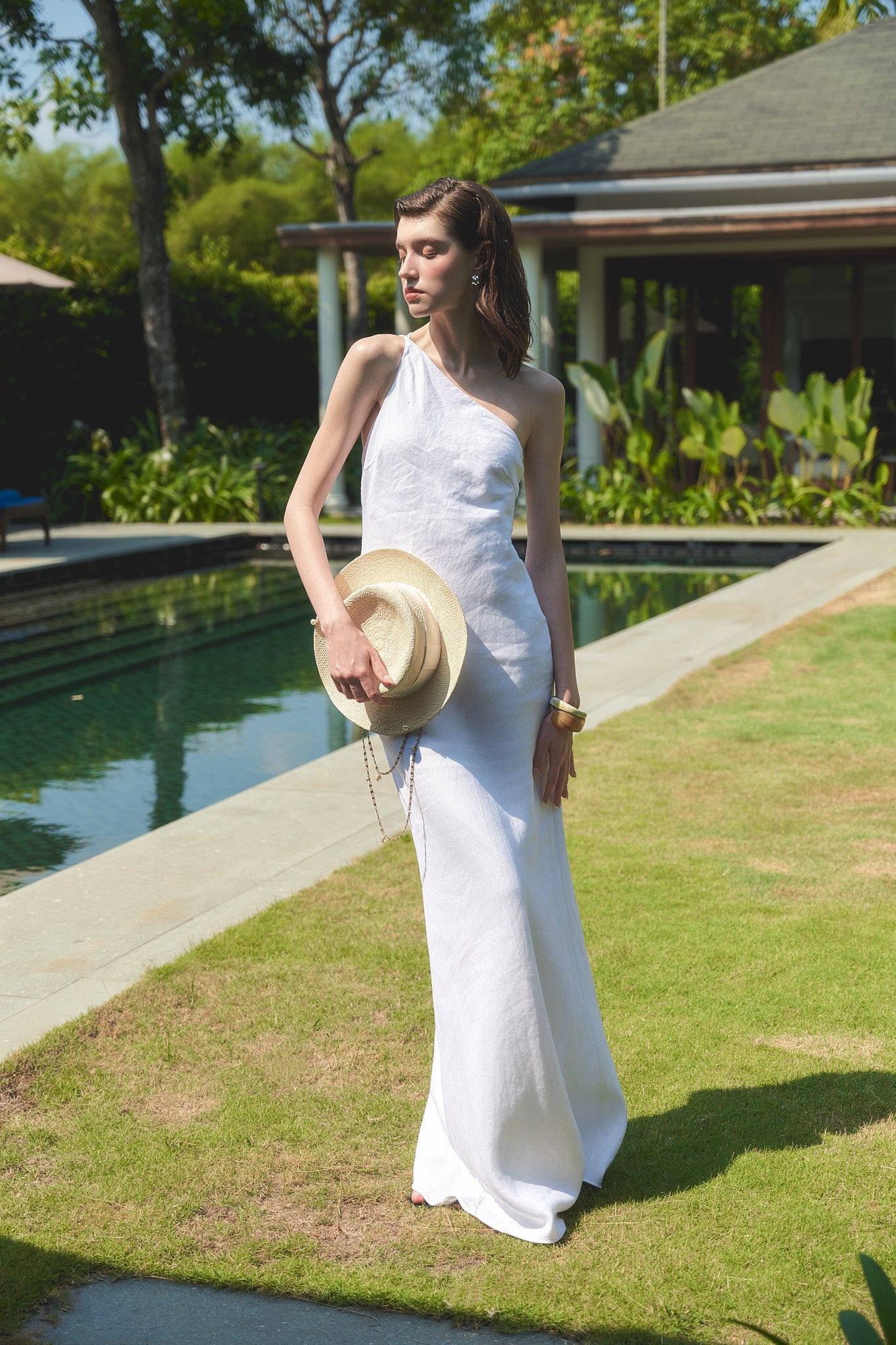 SYLVIA LINEN GOWN - WHITE
