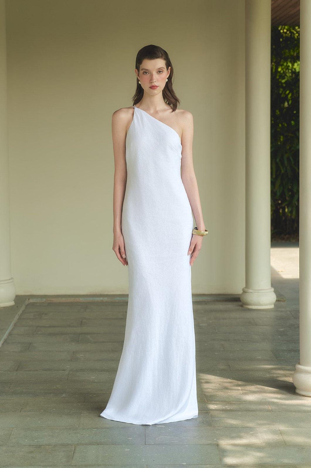 SYLVIA LINEN GOWN - WHITE
