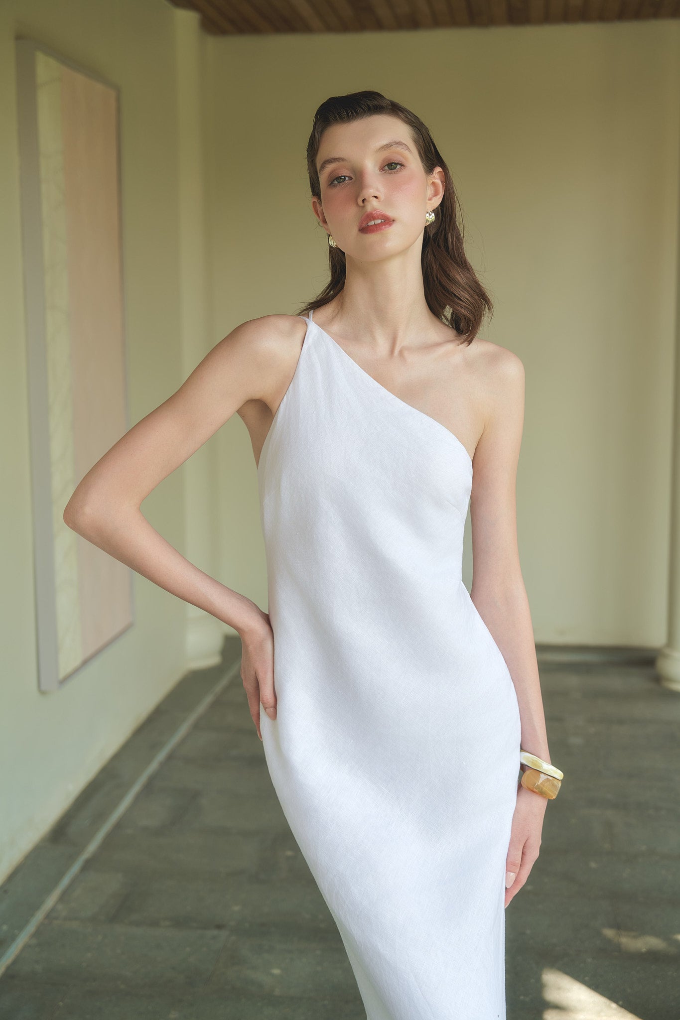 SYLVIA LINEN GOWN - WHITE