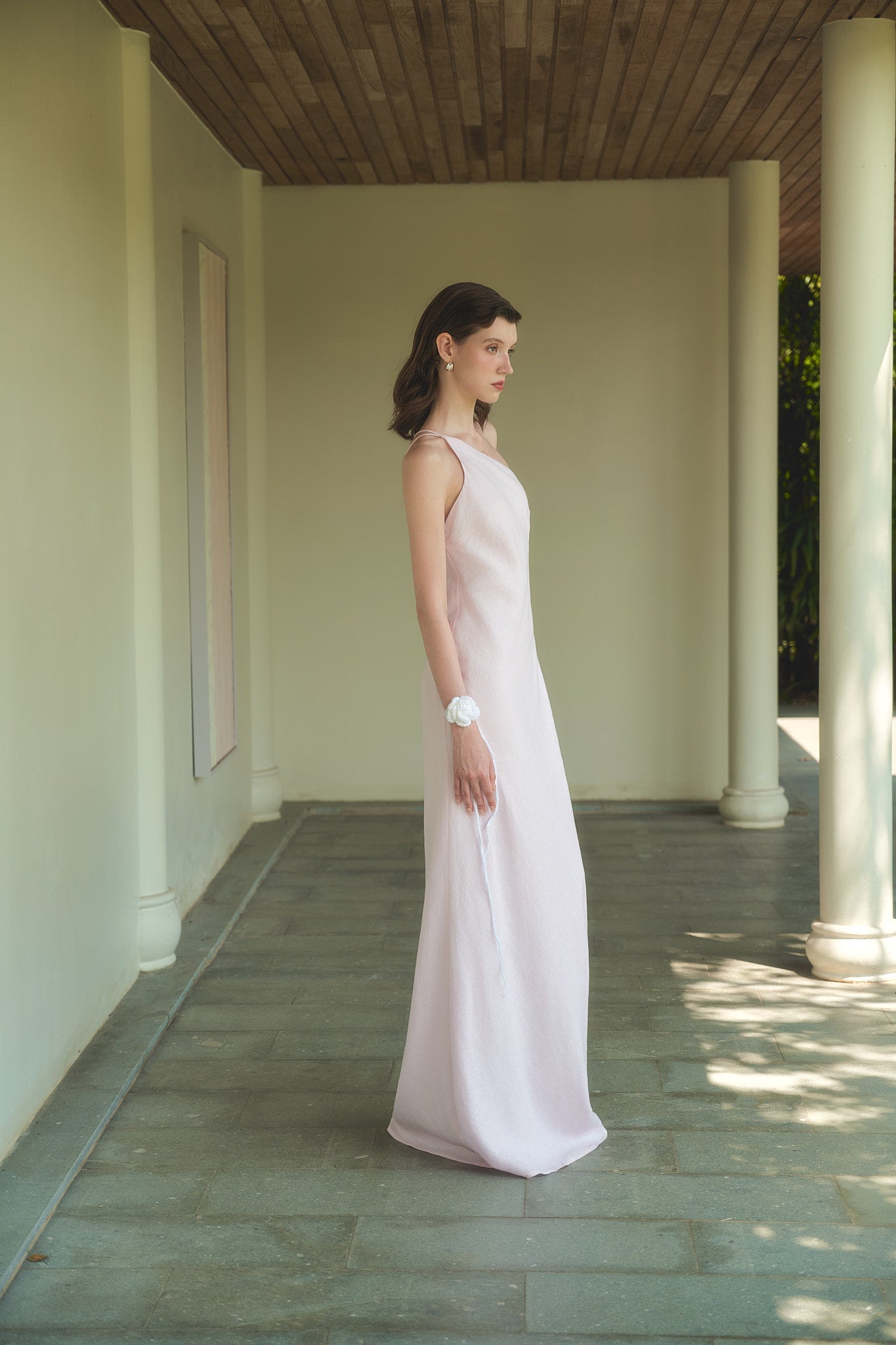 SYLVIA LINEN GOWN - LIGHT PINK