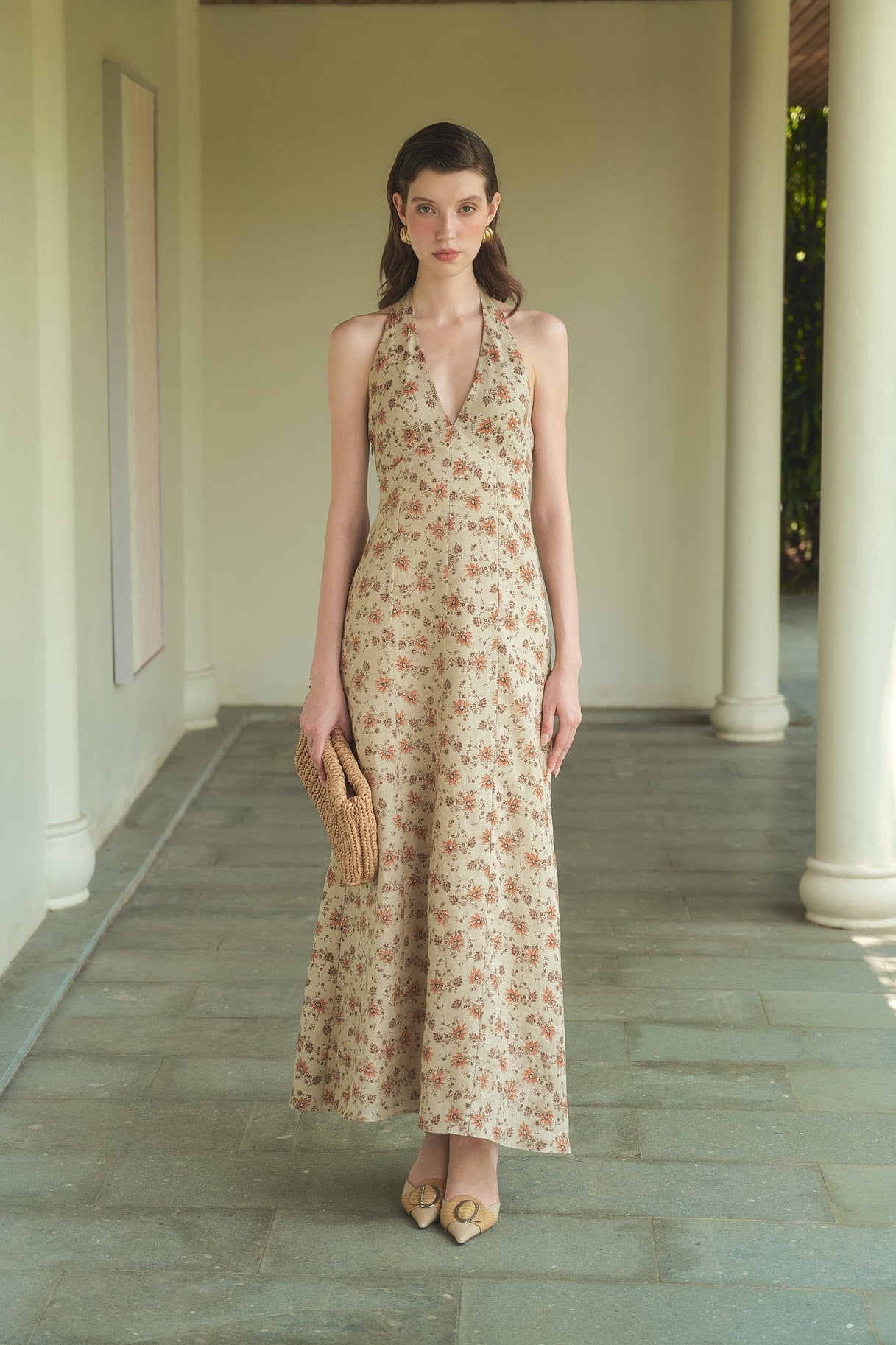 c&a linen dress MARTIN GRANT | BLUE BALLOON MIDI DRESS