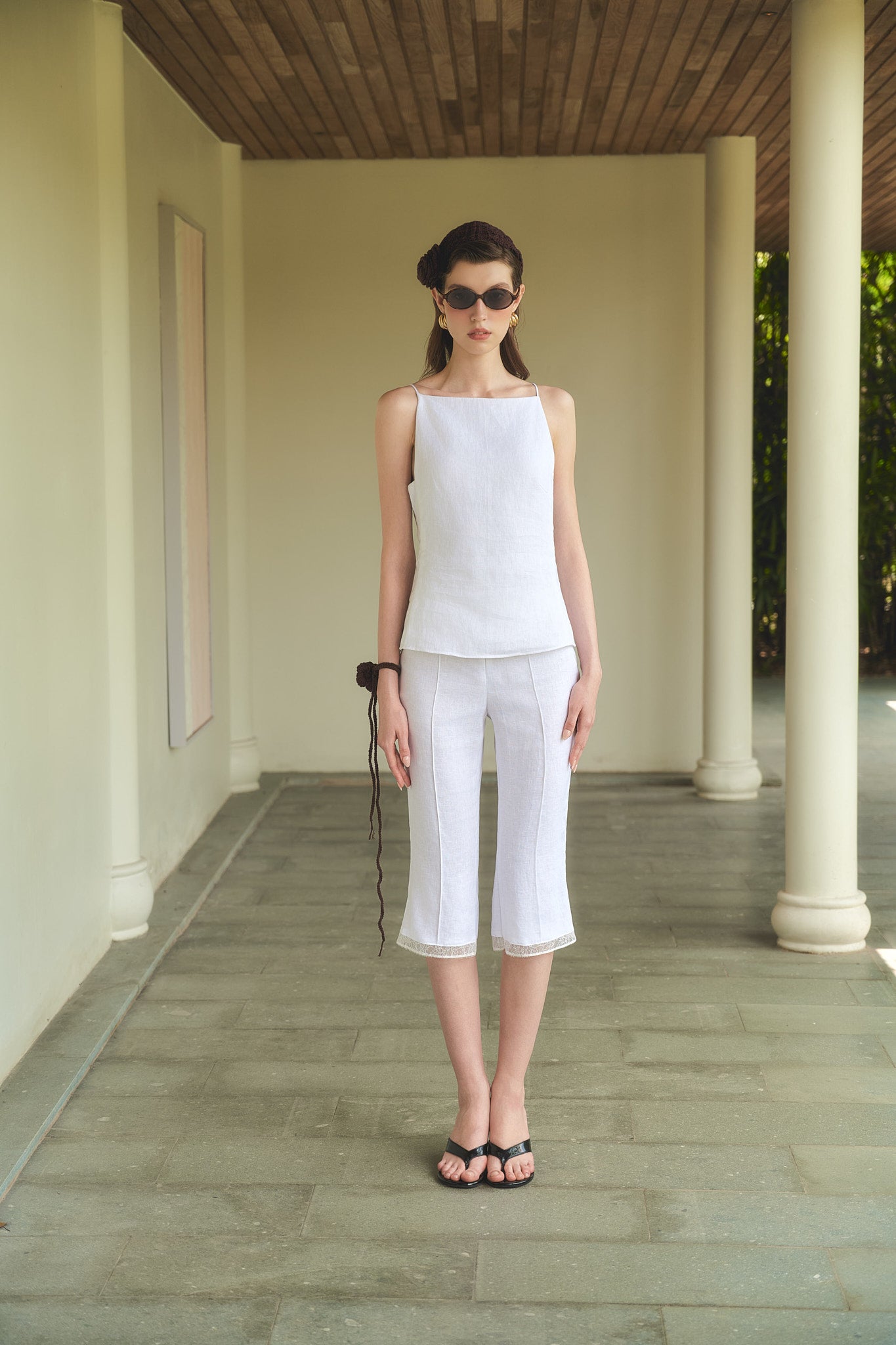 ELLIE LINEN TOP - WHITE