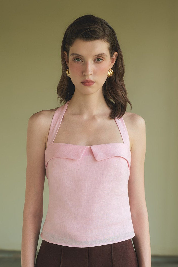 EMMIE LINEN TOP - PINK