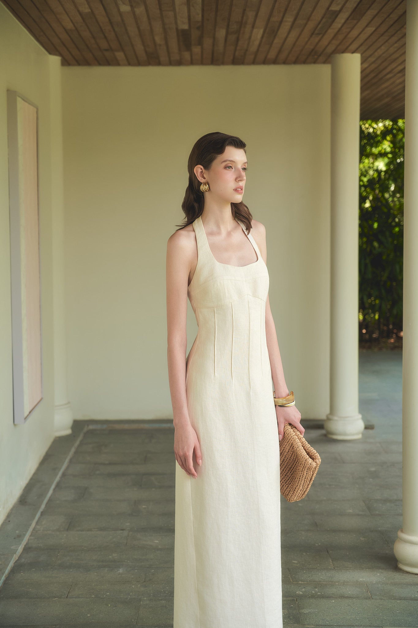 EMMA LINEN DRESS - VANILLA