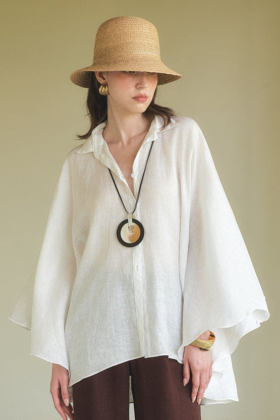 AMALFI LINEN BLOUSE - WHITE