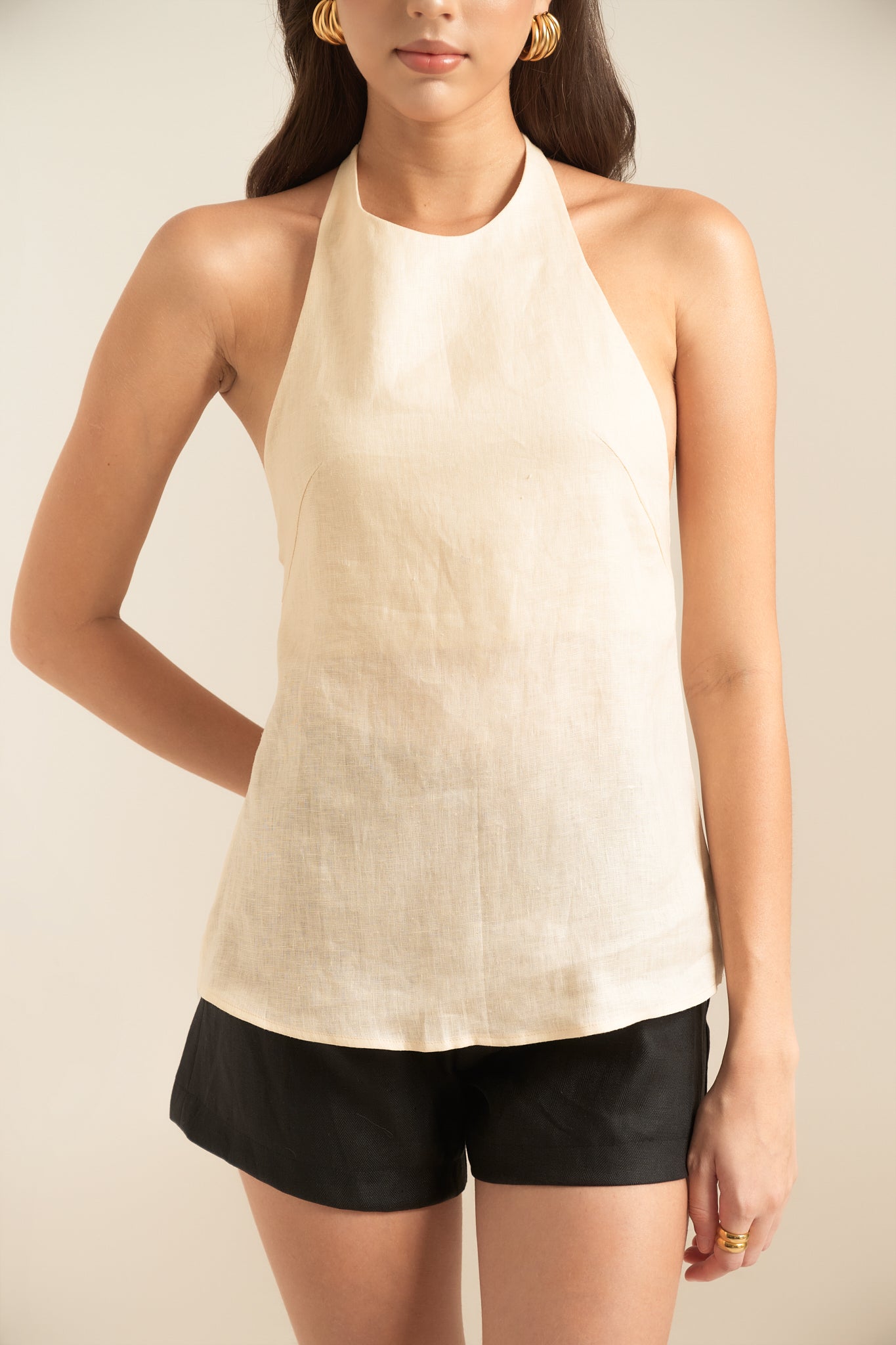 JENNY LINEN TOP - VANILLA