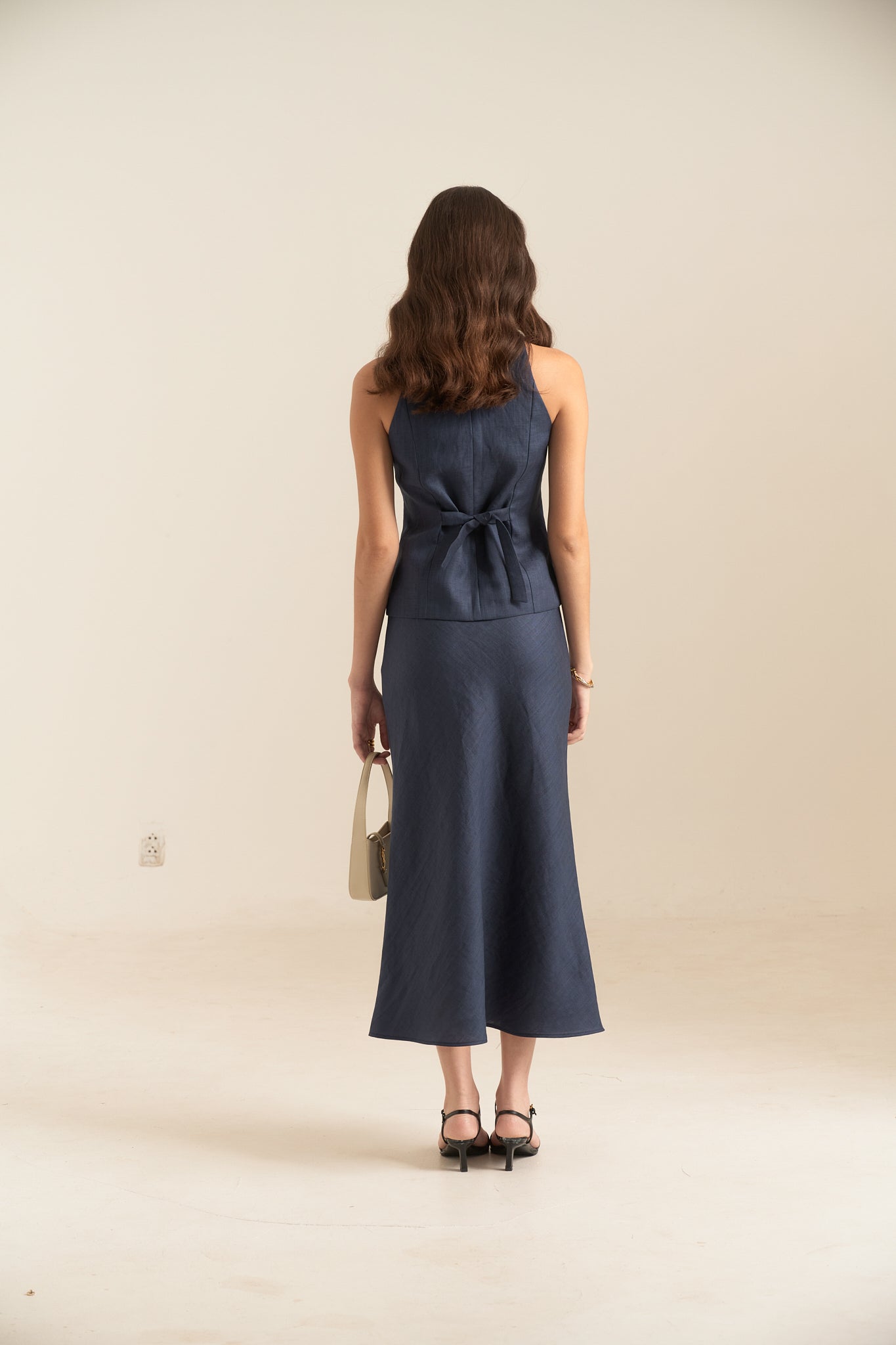 LINEN SUIT WAISTCOAT - NAVY