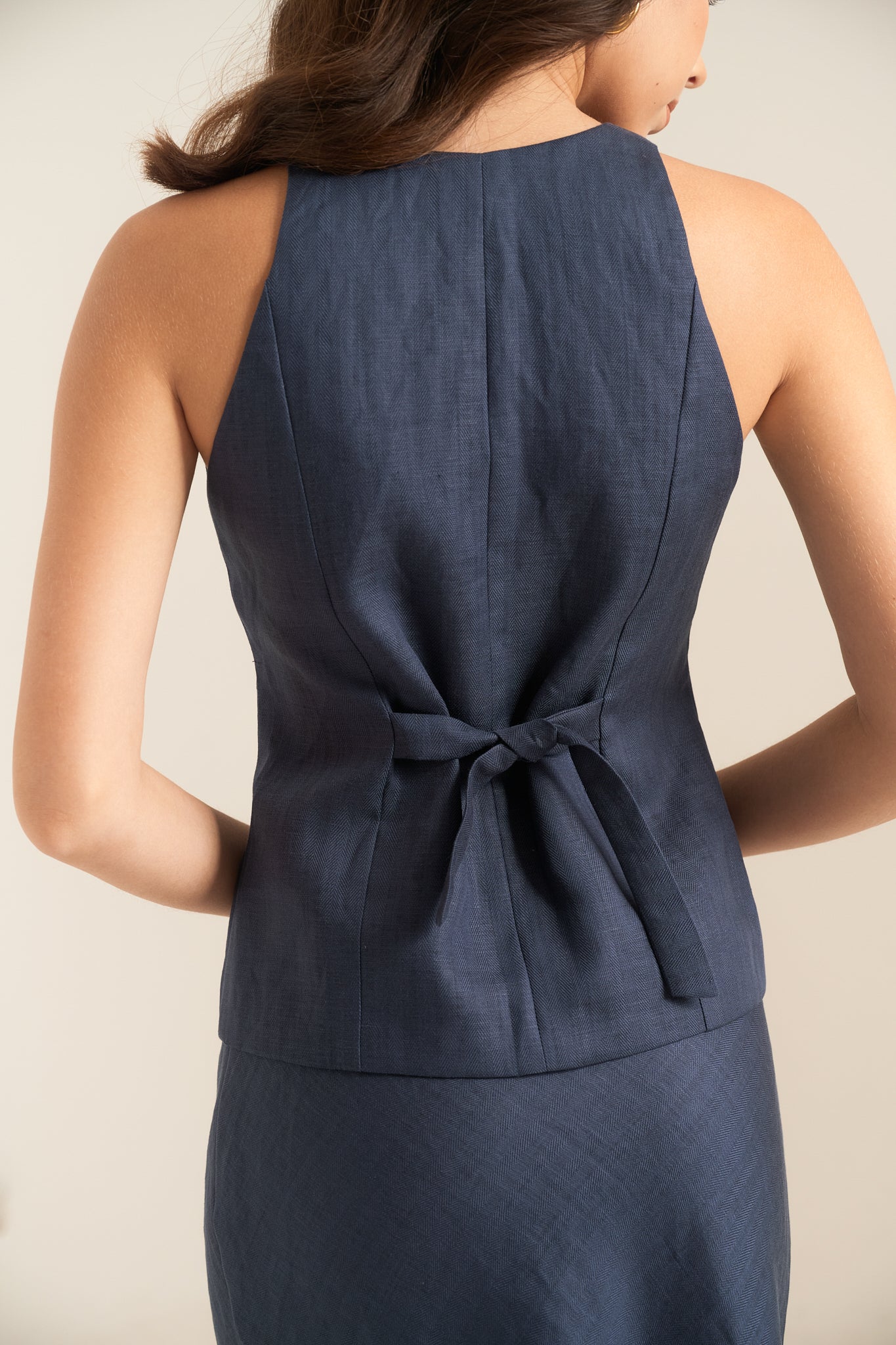 LINEN SUIT WAISTCOAT - NAVY