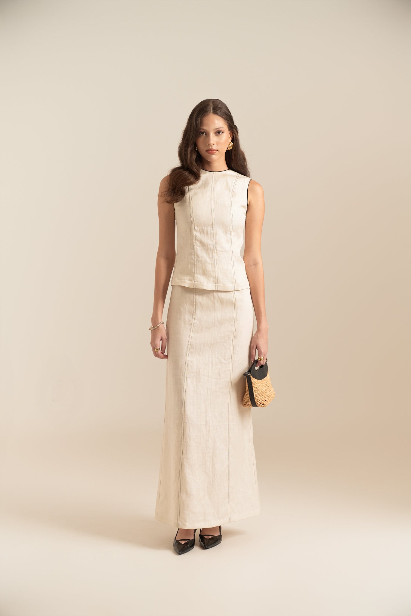 NATALLIE LINEN TOP - OFF WHITE