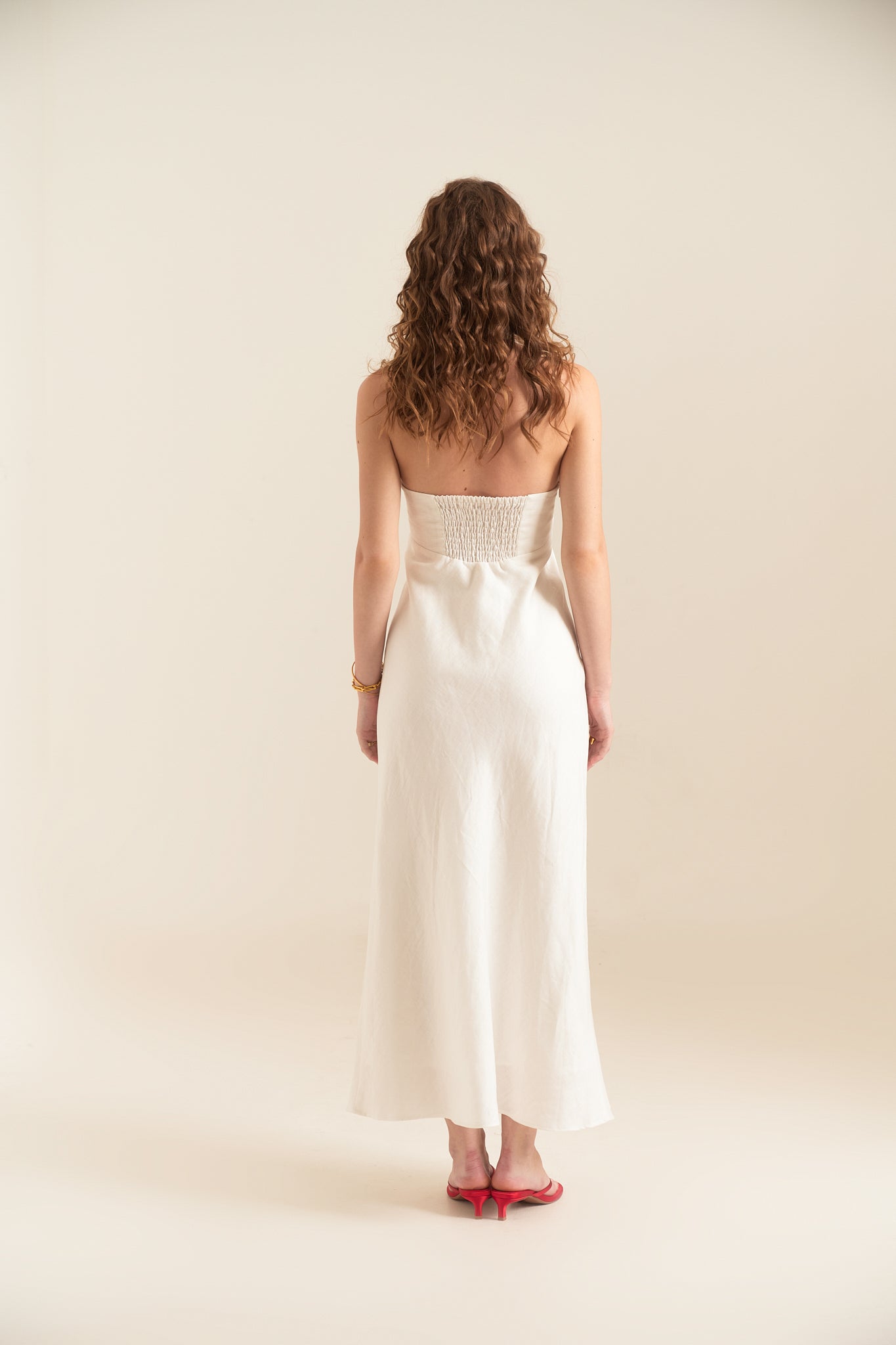 MALENA LINEN DRESS - WHITE