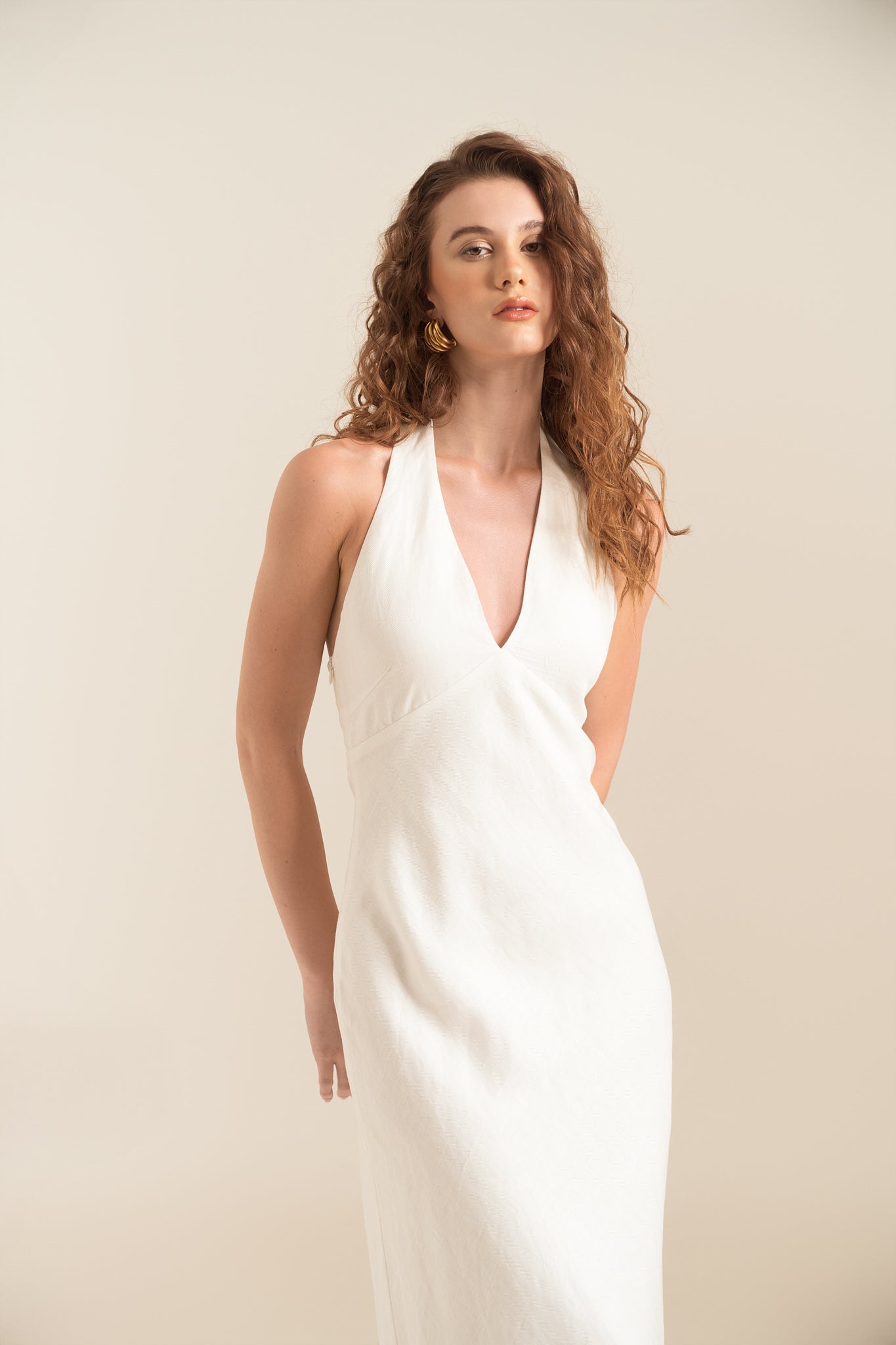 MALENA LINEN DRESS - WHITE