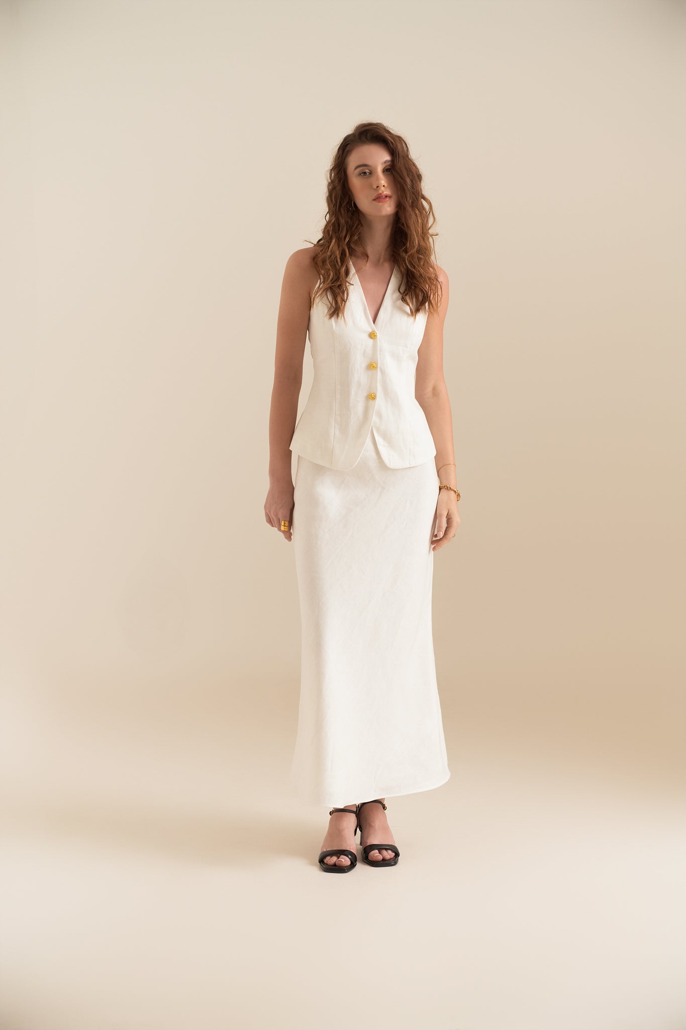 LINEN SUIT WAISTCOAT - WHITE