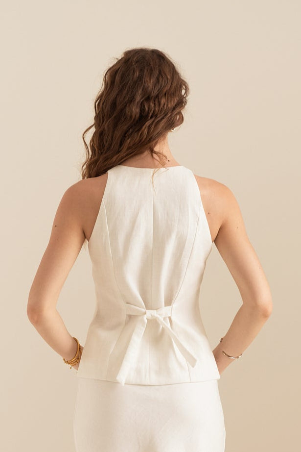 LINEN SUIT WAISTCOAT - WHITE