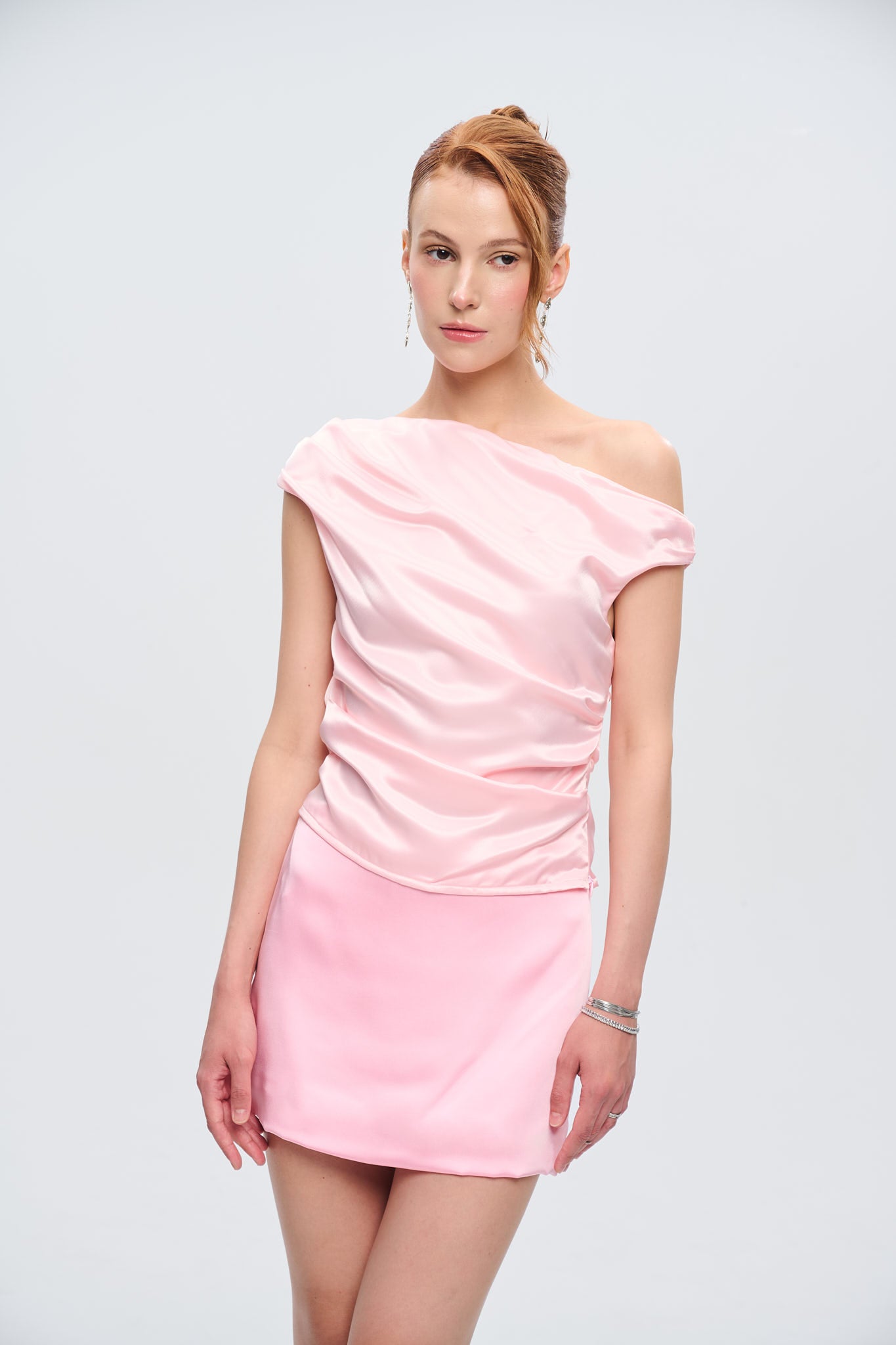 MINI SATIN SKIRT - Pink Topaz