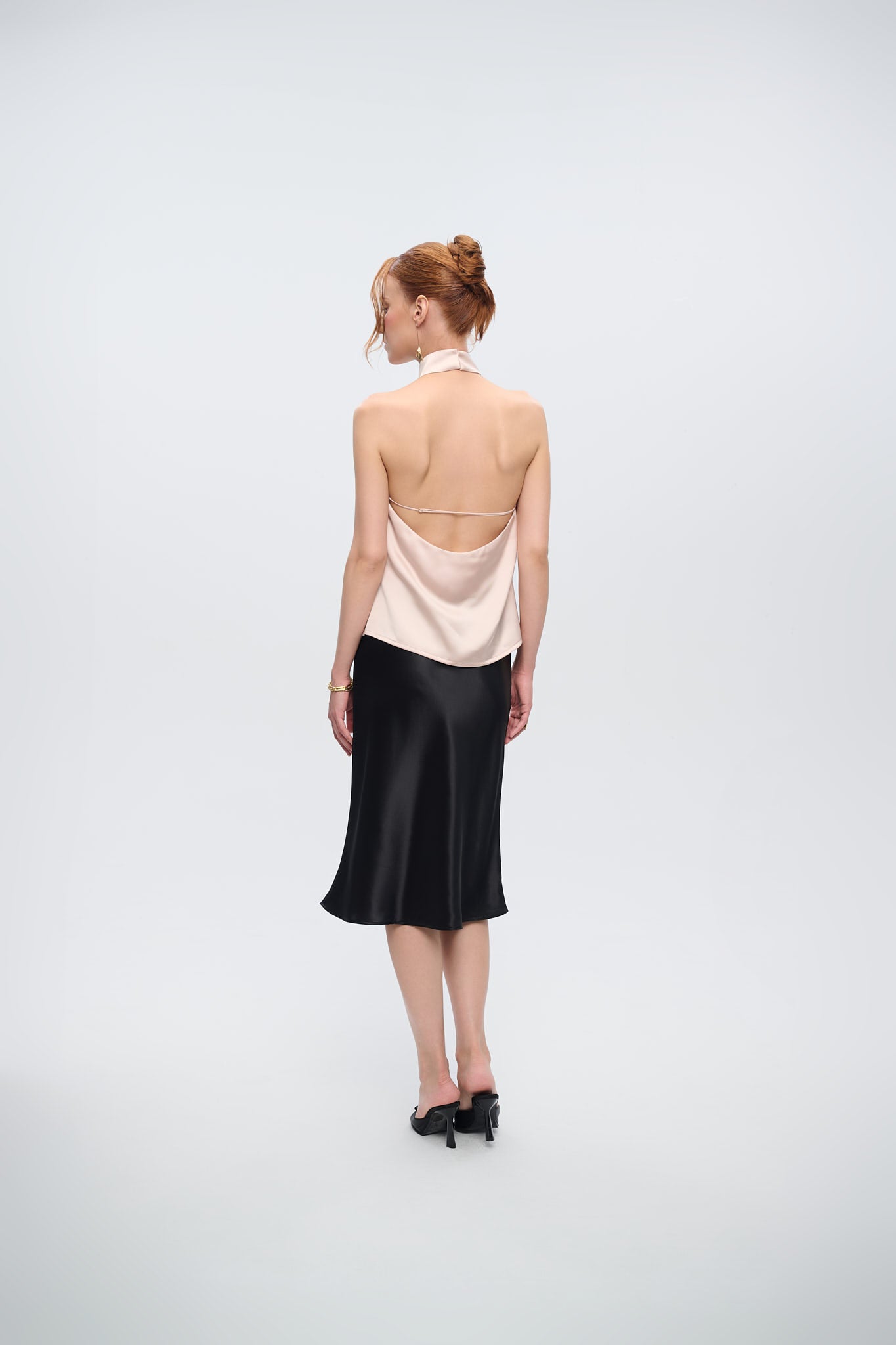 MIDI SATIN SKIRT - Black