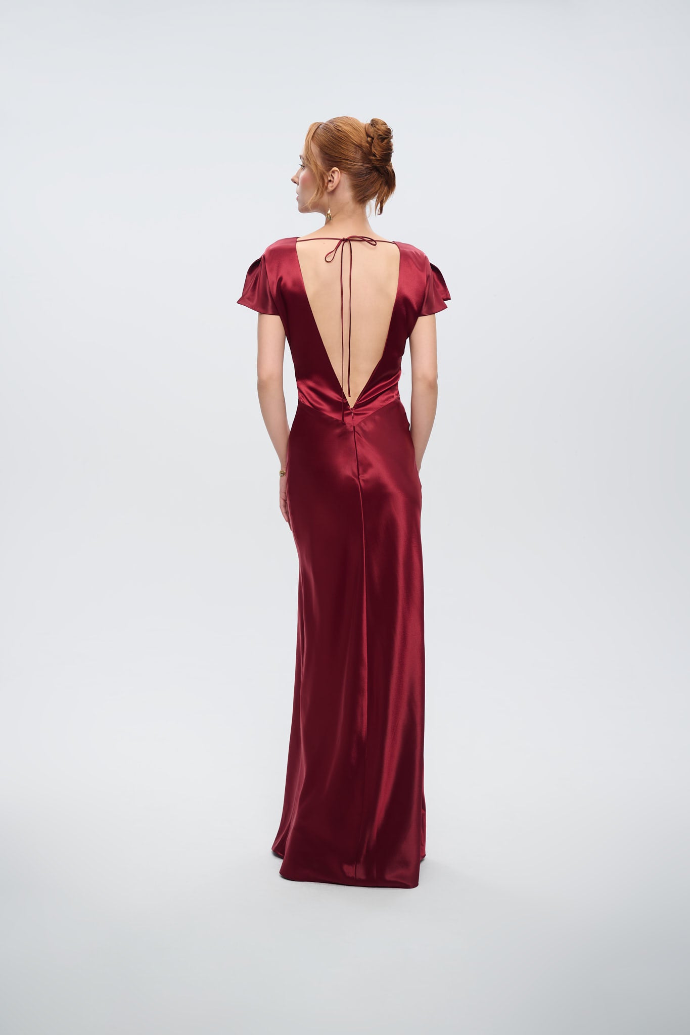 ELIZA BACKLESS SATIN GOWN - Red Ruby