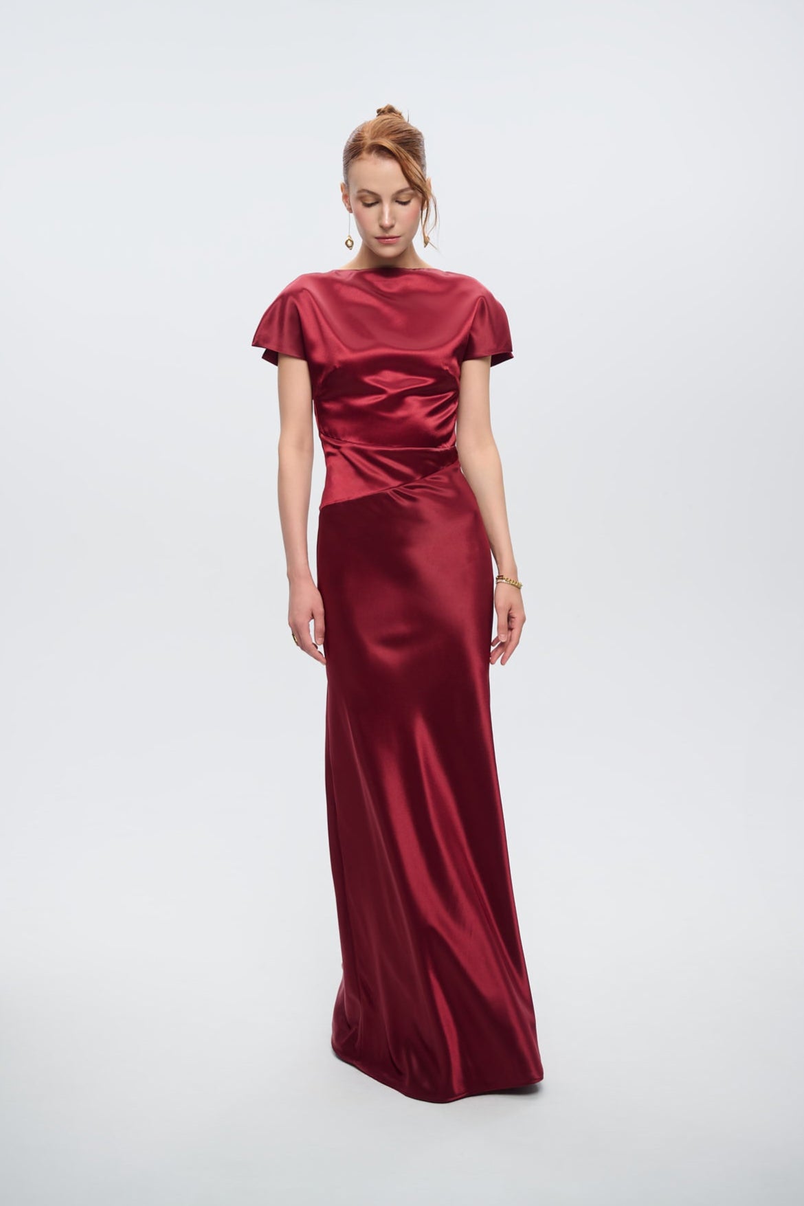 navy blue dress for baby girl Sau Lee Penelope Backless Satin Gown, Red / 8 main image 1