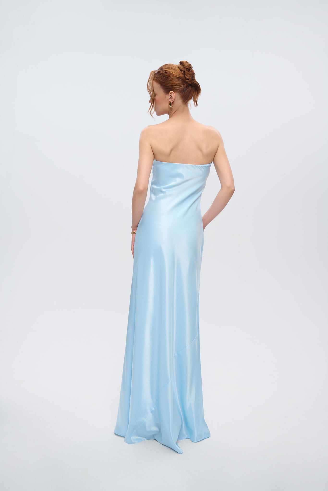 CHARLOTTE STRAPLESS DRAPED GOWN - Blue Topaz