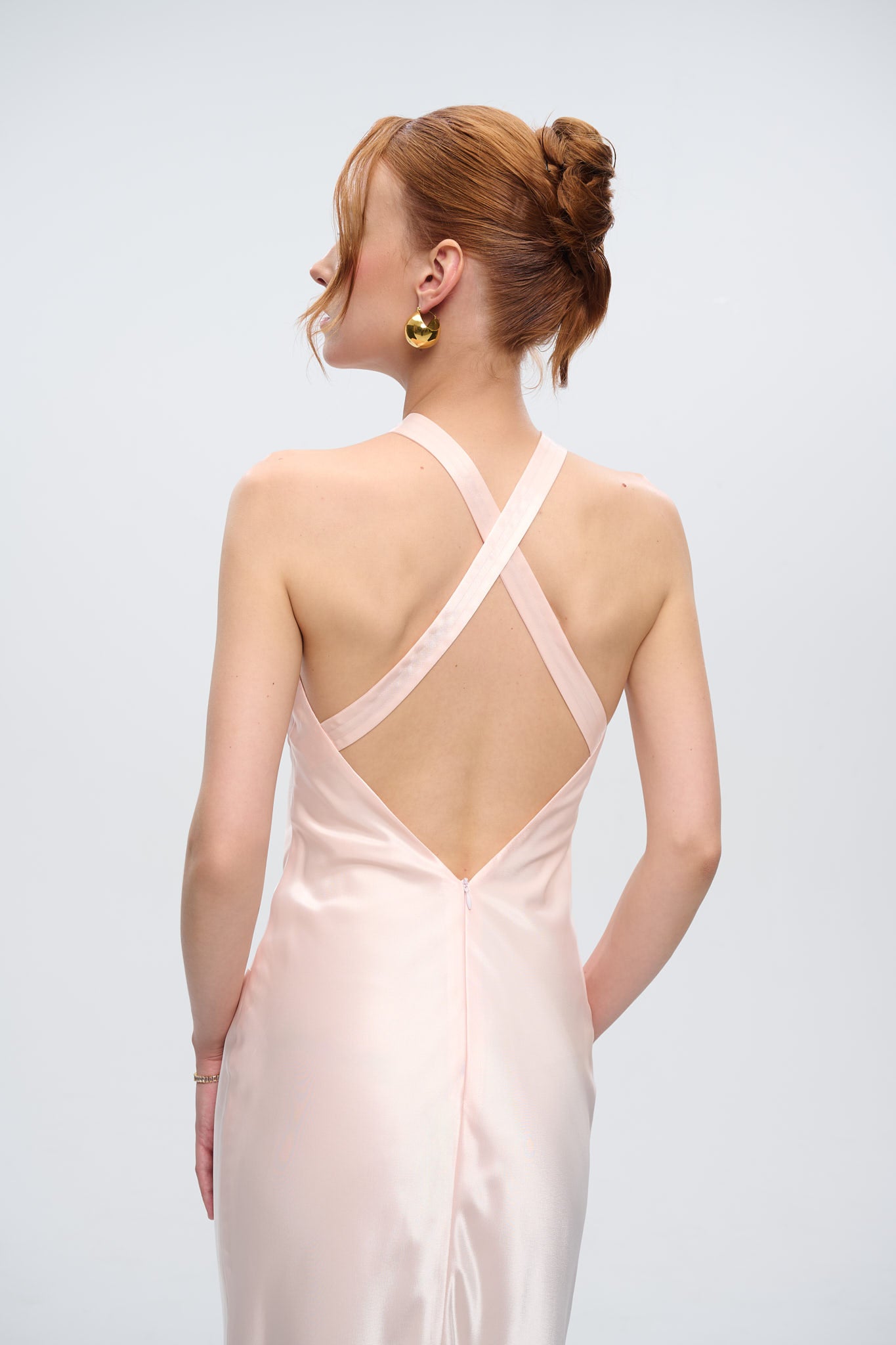 GRACE HALTERNECK SATIN GOWN - Pink Pearl