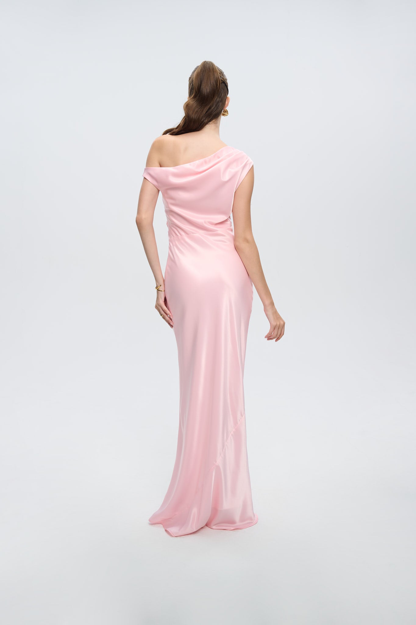 VIVIAN DRAPED SATIN GOWN - Pink Sapphire