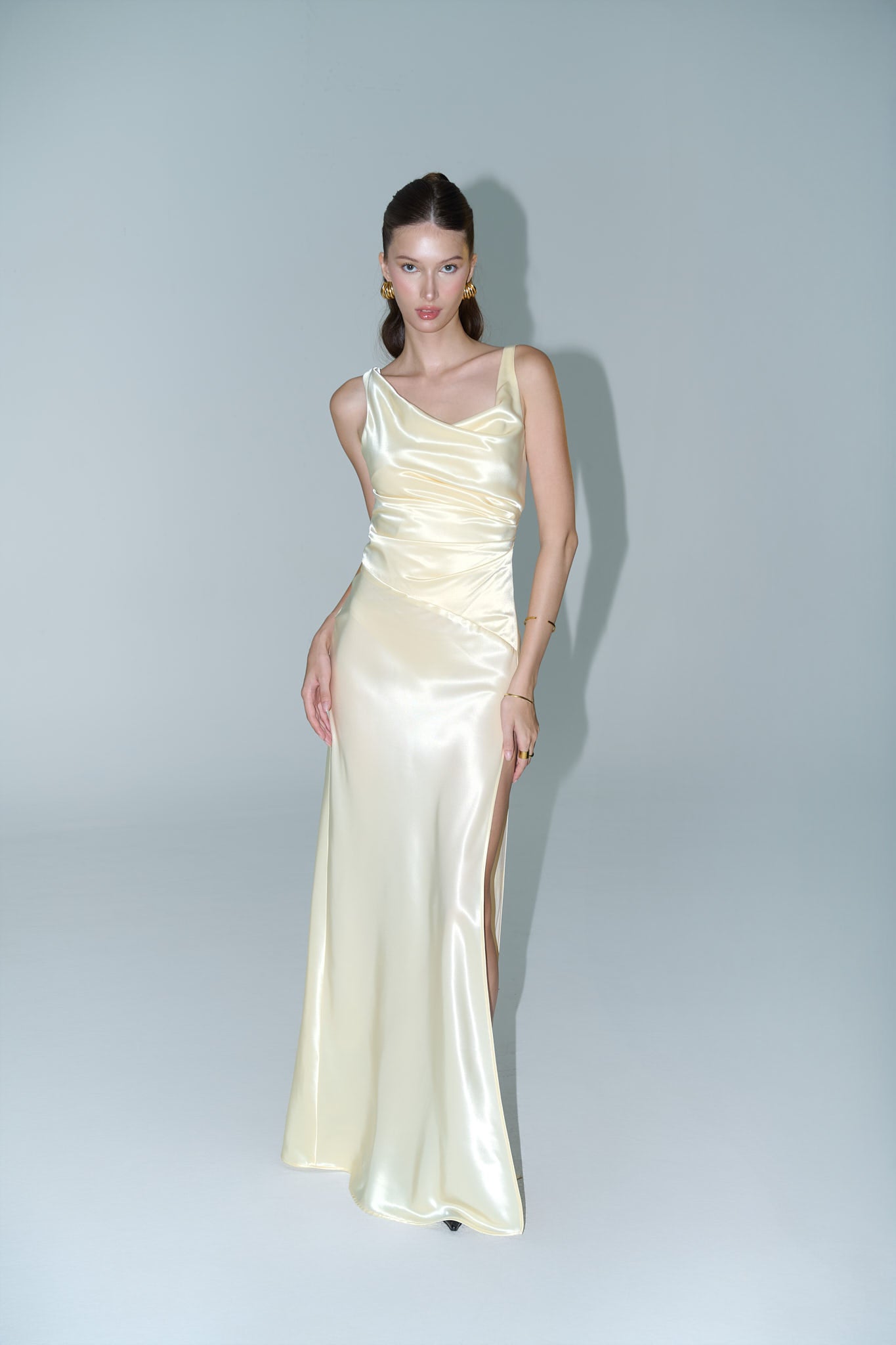FAIR LADY SATIN GOWN - Cream Pearl