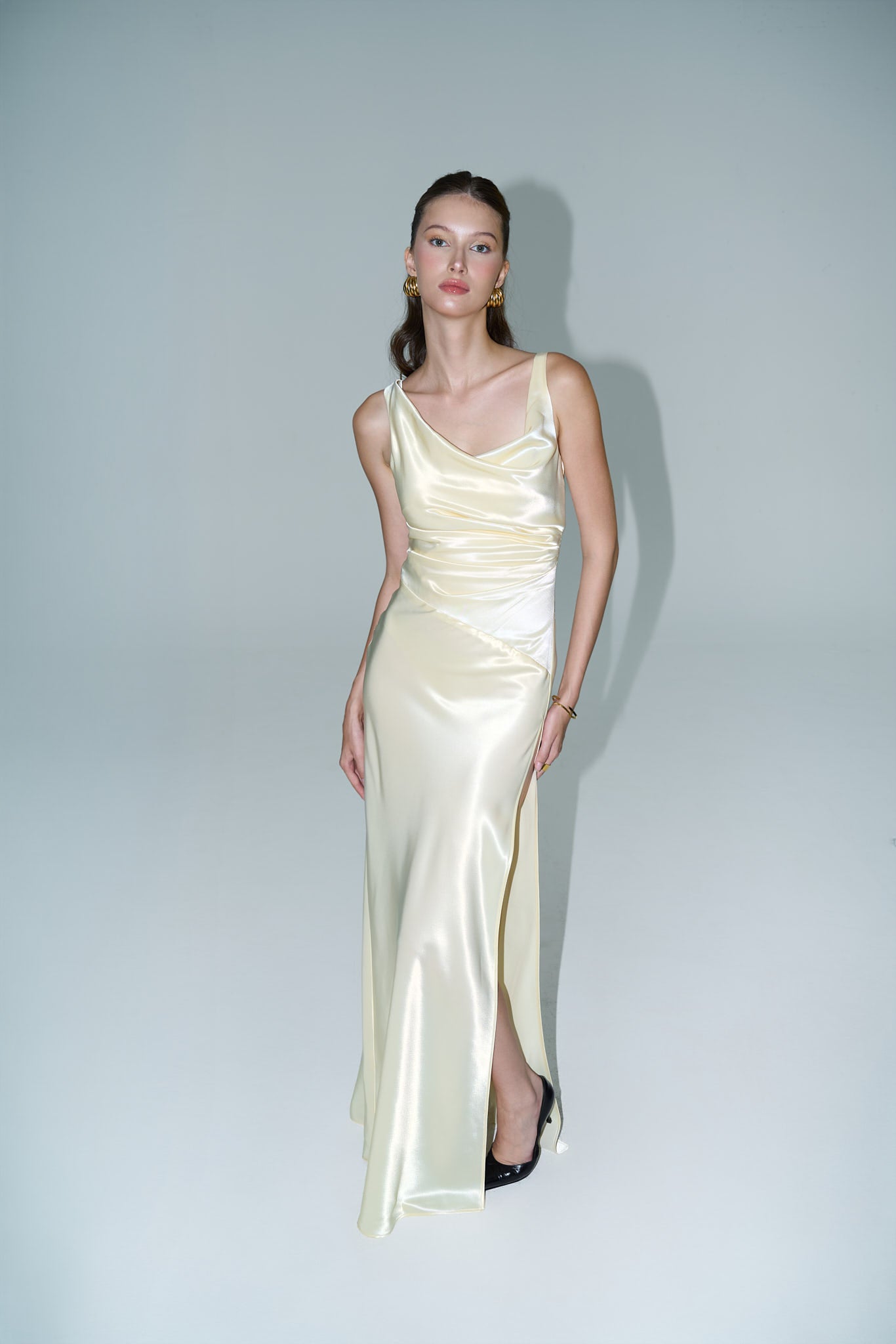 FAIR LADY SATIN GOWN - Cream Pearl