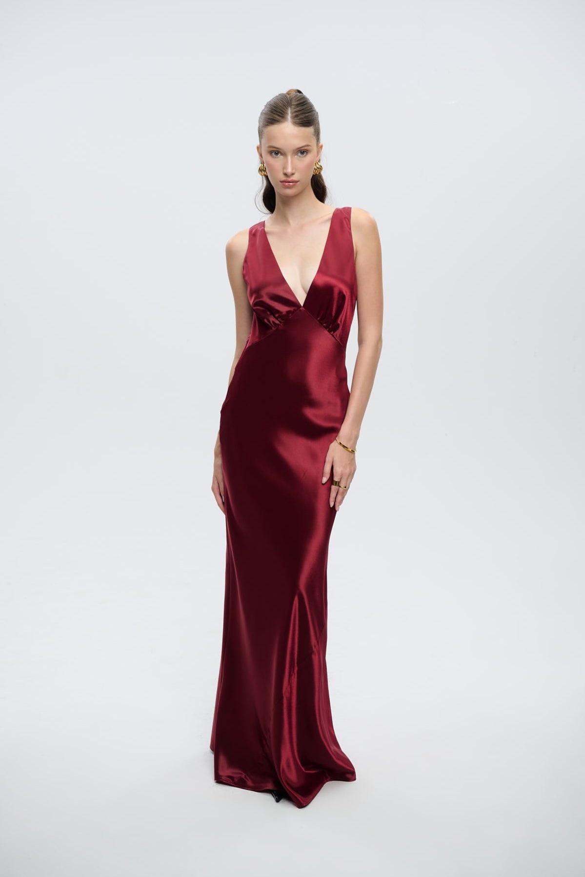 ruby red satin dress All Eyes On You Ruby Red Satin Midi Dress, Small - The Mint Julep Boutique