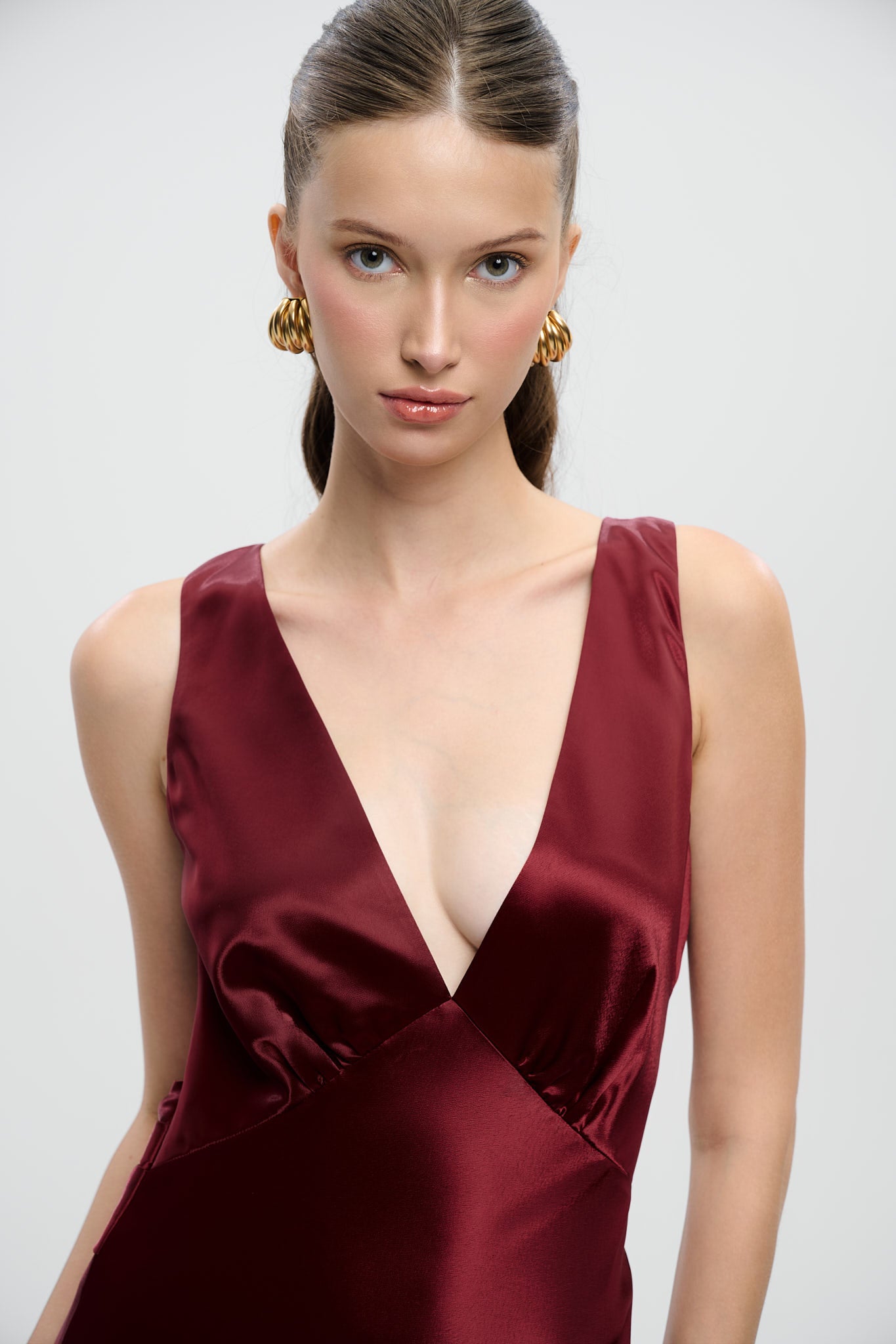MAISIE SATIN GOWN - Red Ruby