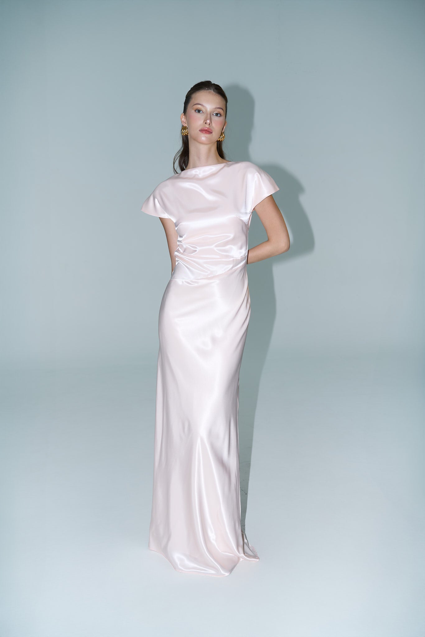 ELIZA BACKLESS SATIN GOWN - Pink Pearl