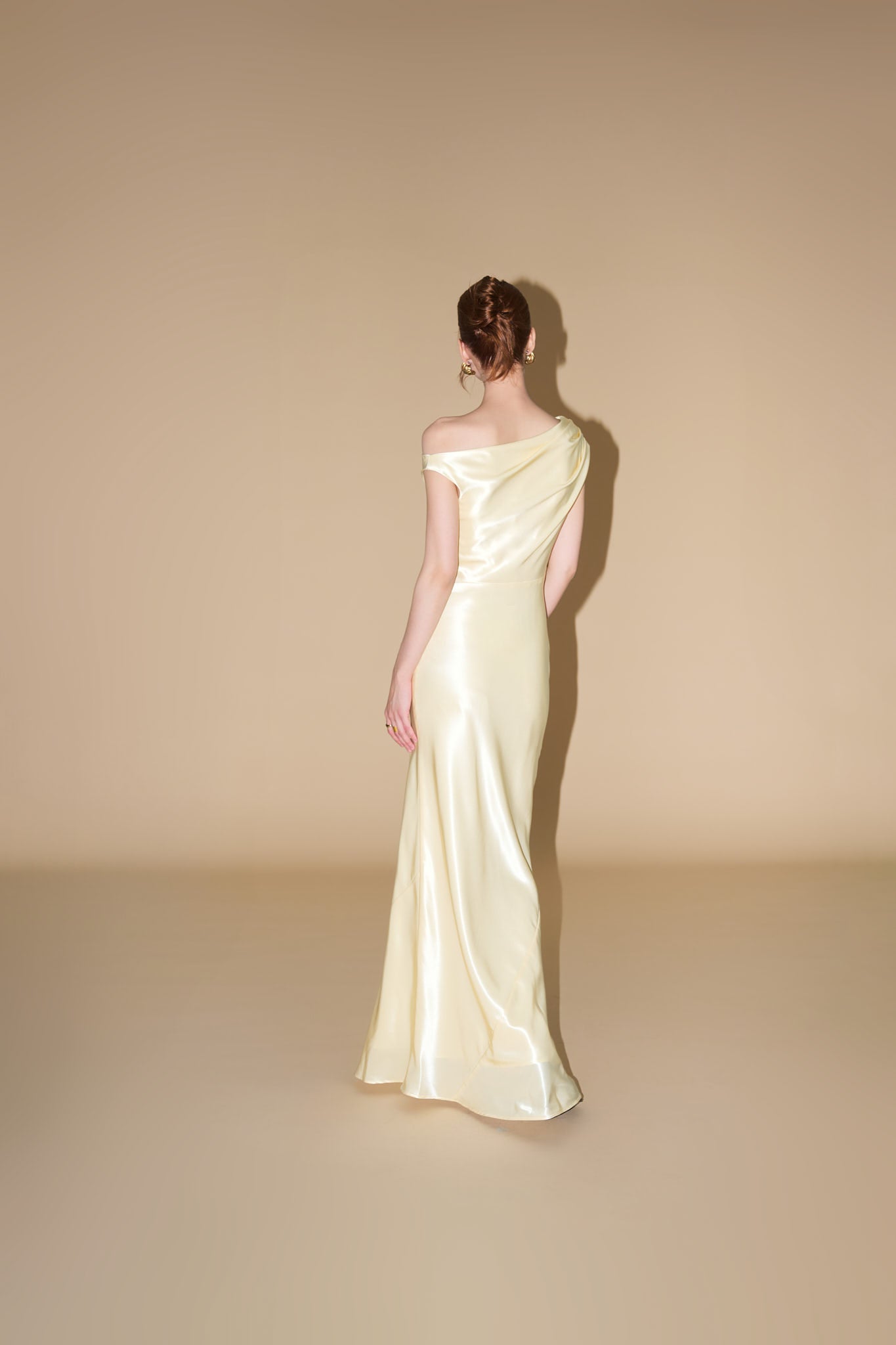 VIVIAN DRAPED SATIN GOWN - Yellow Sapphire