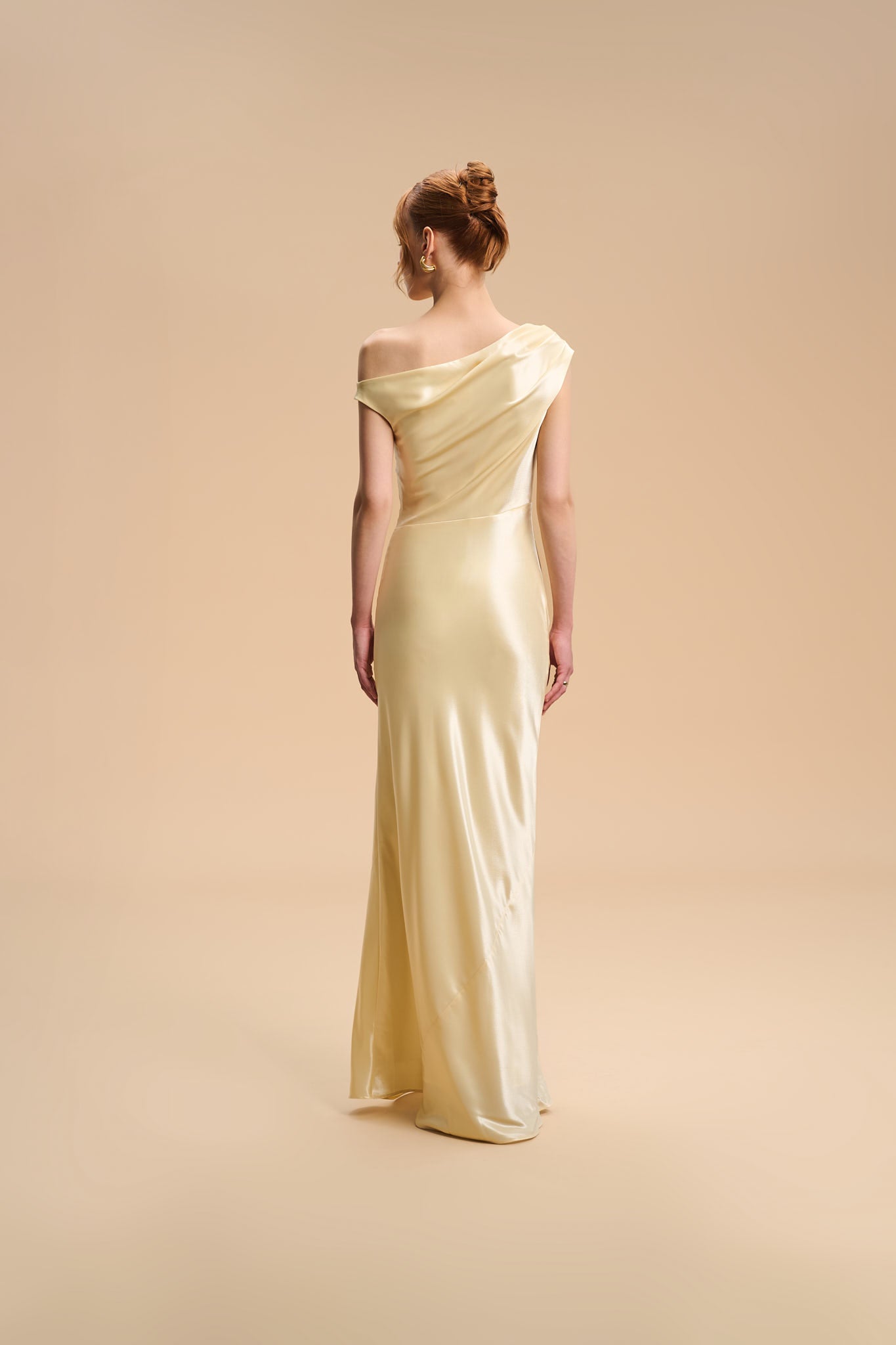 VIVIAN DRAPED SATIN GOWN - Yellow Sapphire