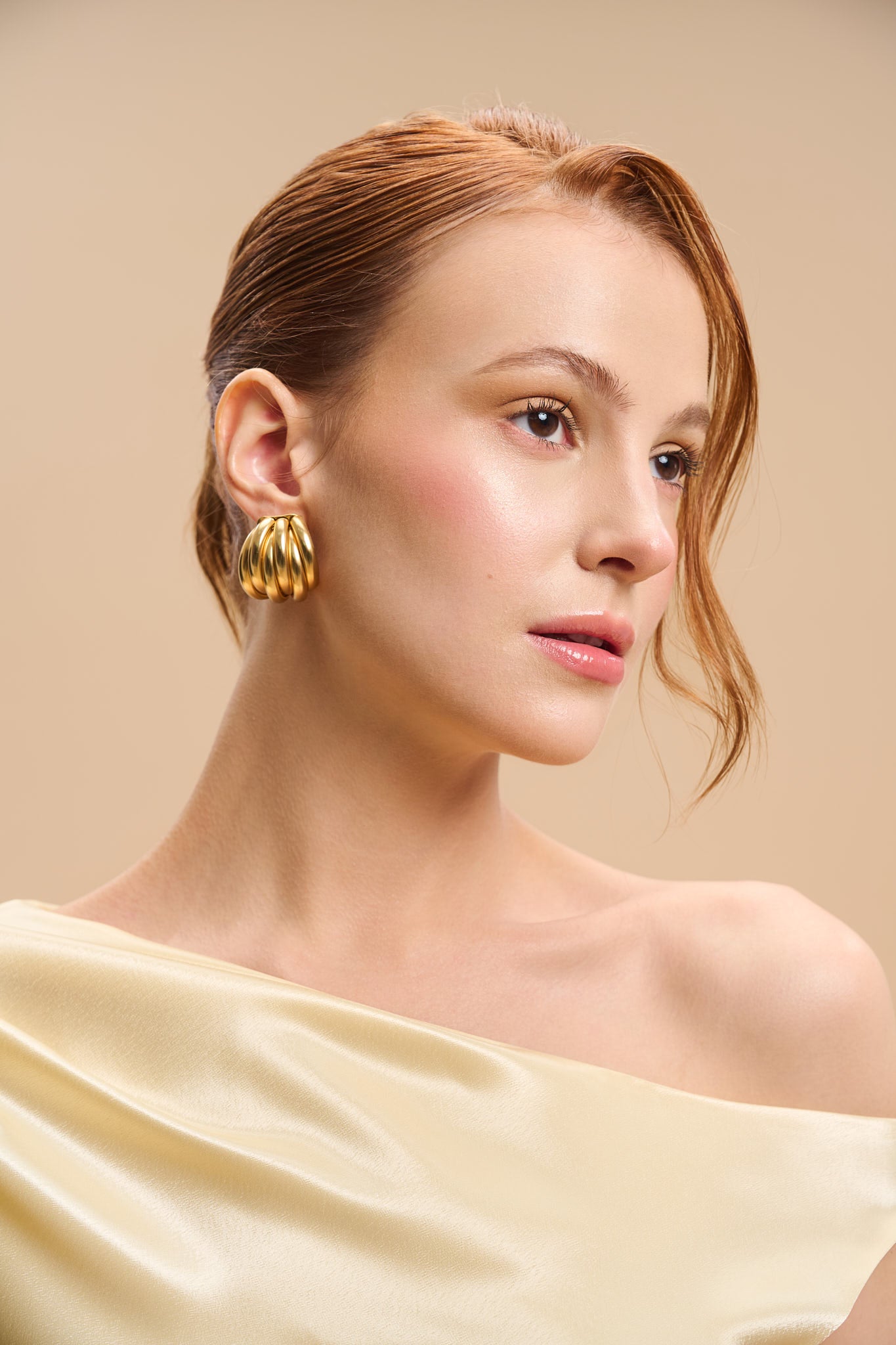 VIVIAN DRAPED SATIN GOWN - Yellow Sapphire