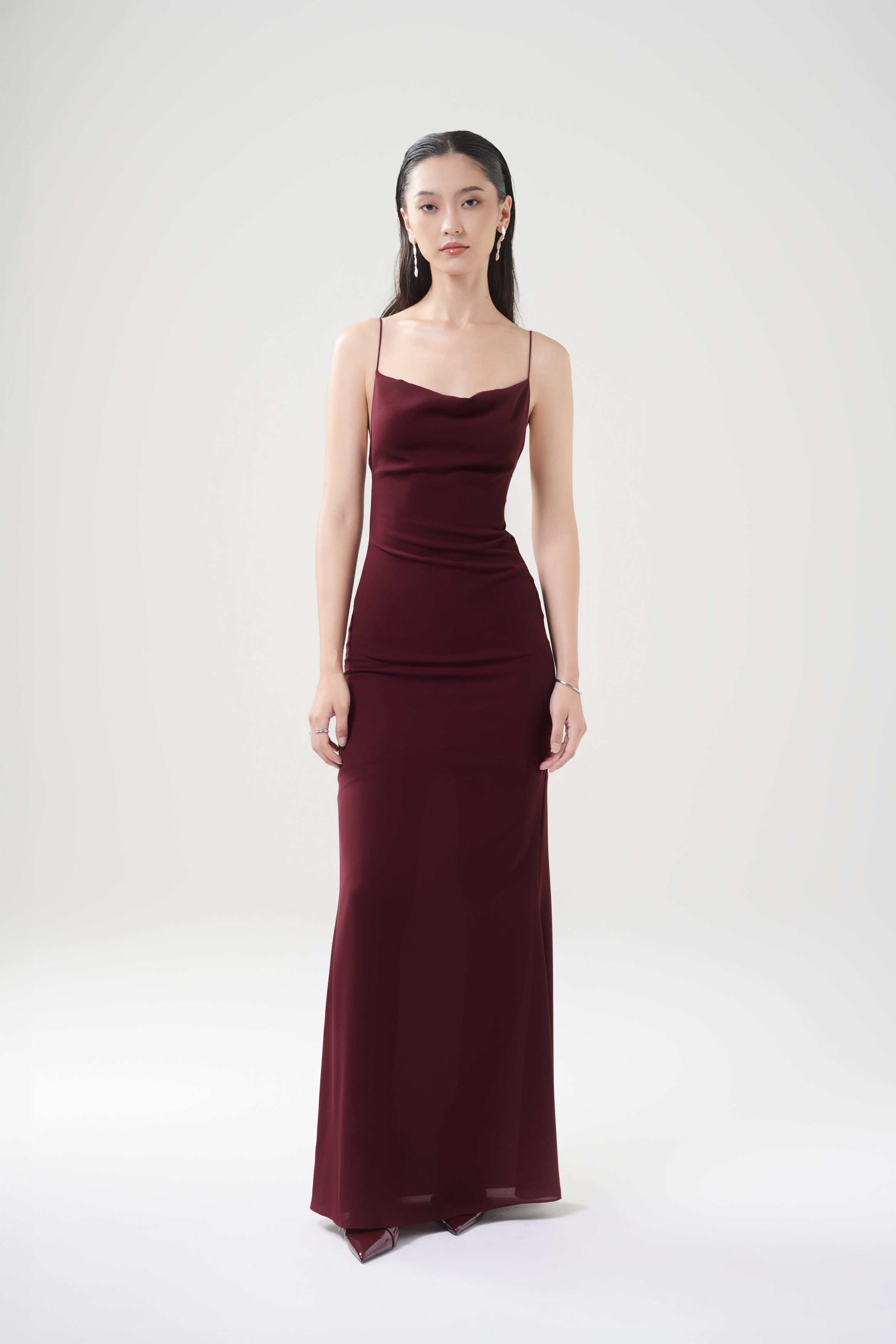 ASHLEY CHIFFON GOWN - Burgundy