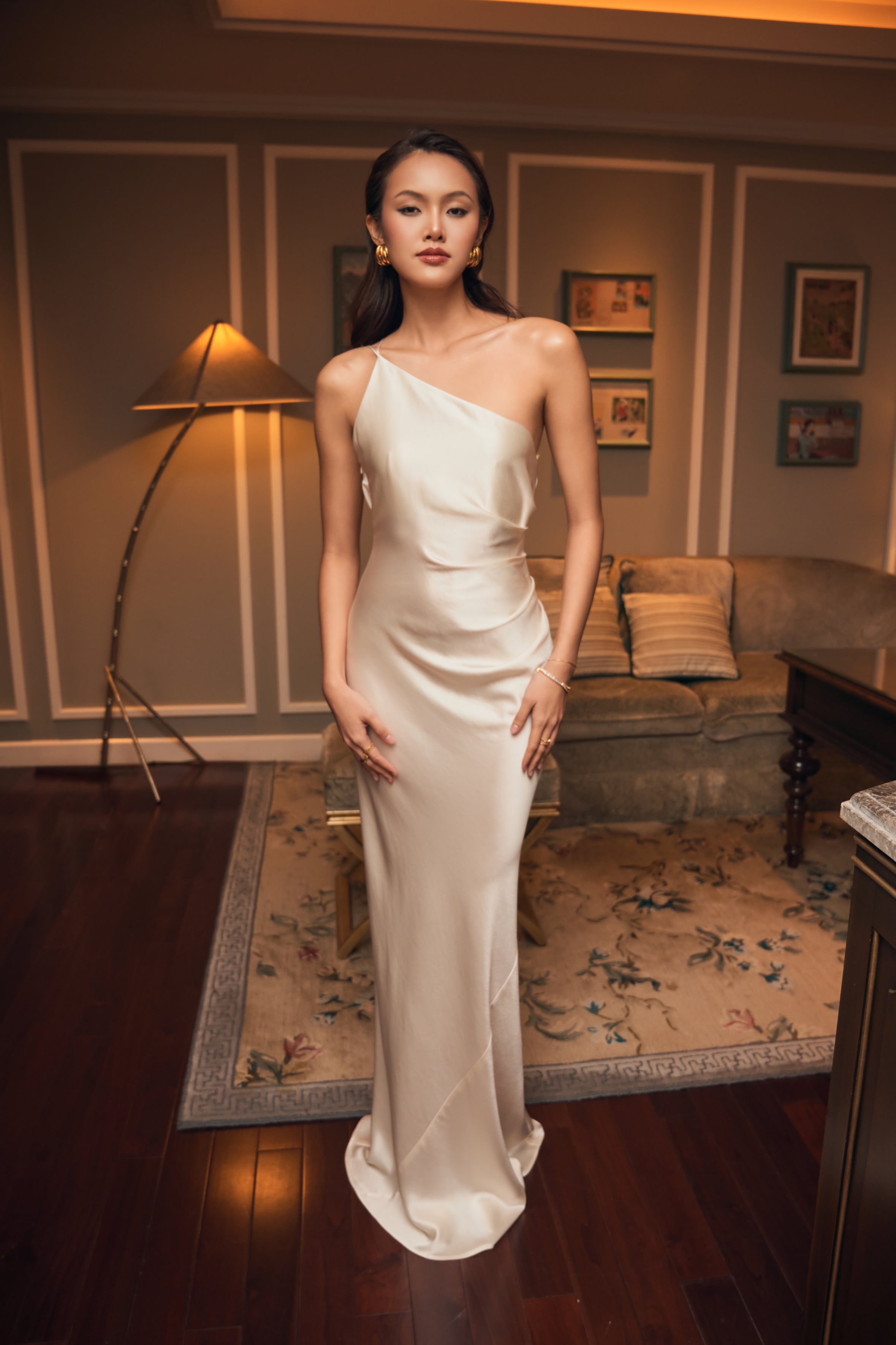 EMILY SATIN GOWN - Cream