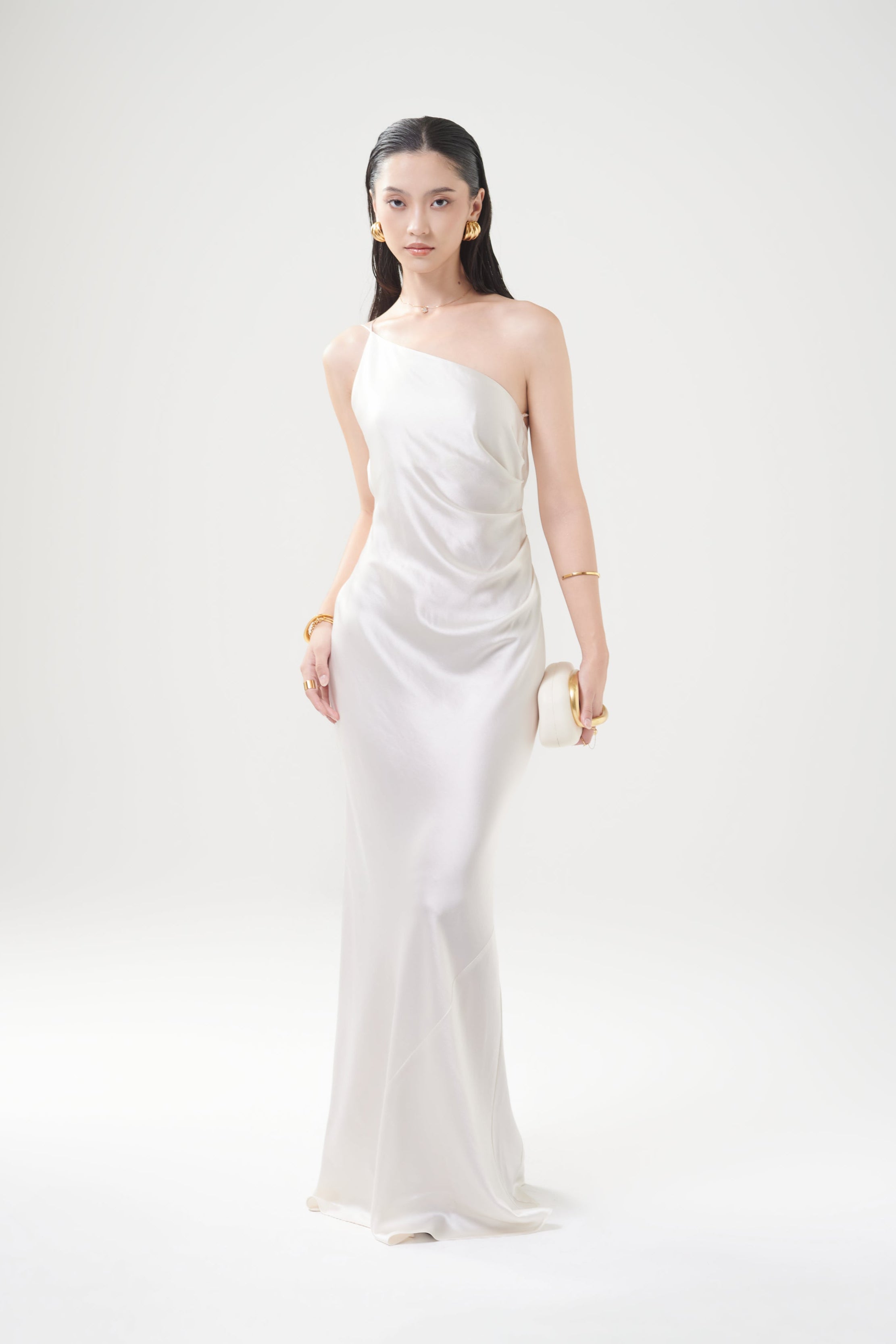 EMILY SATIN GOWN - White