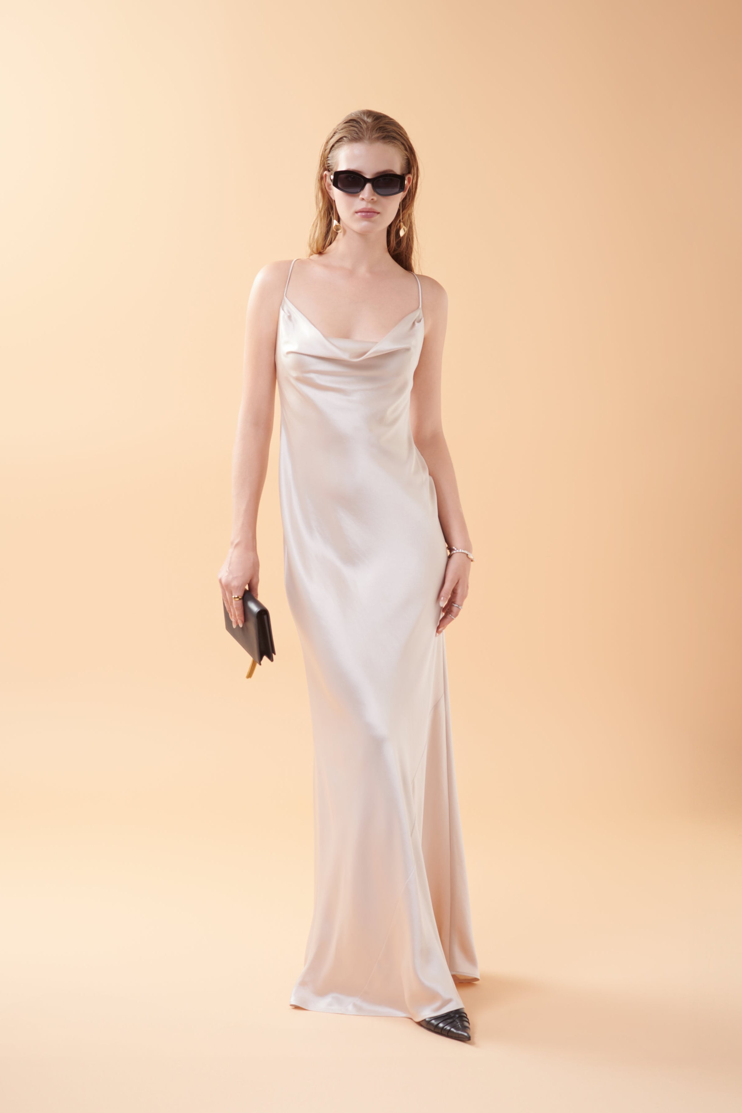 ASHLEY SATIN GOWN - Champagne