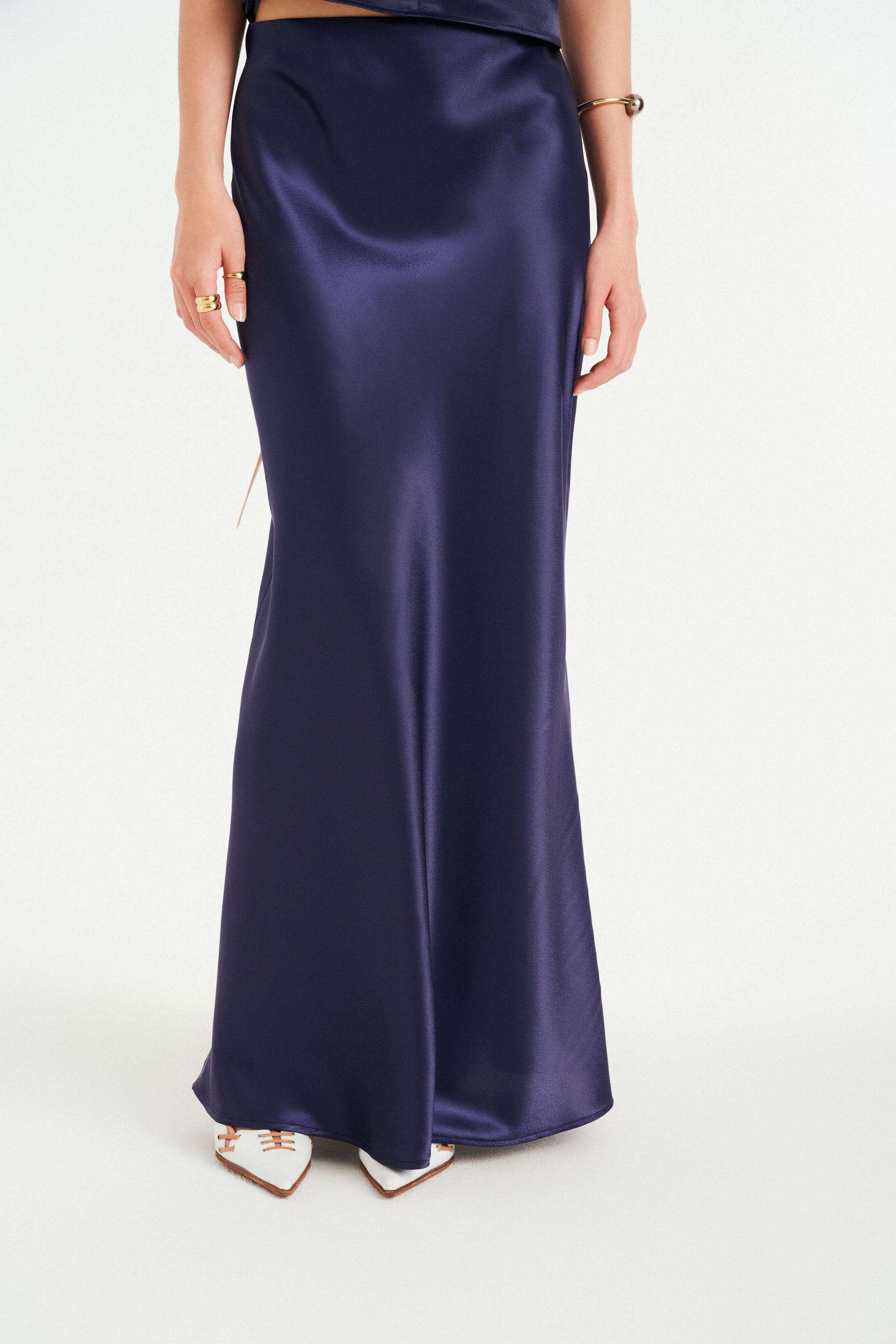 MAXI SATIN SKIRT - CRYSTAL INDIGO