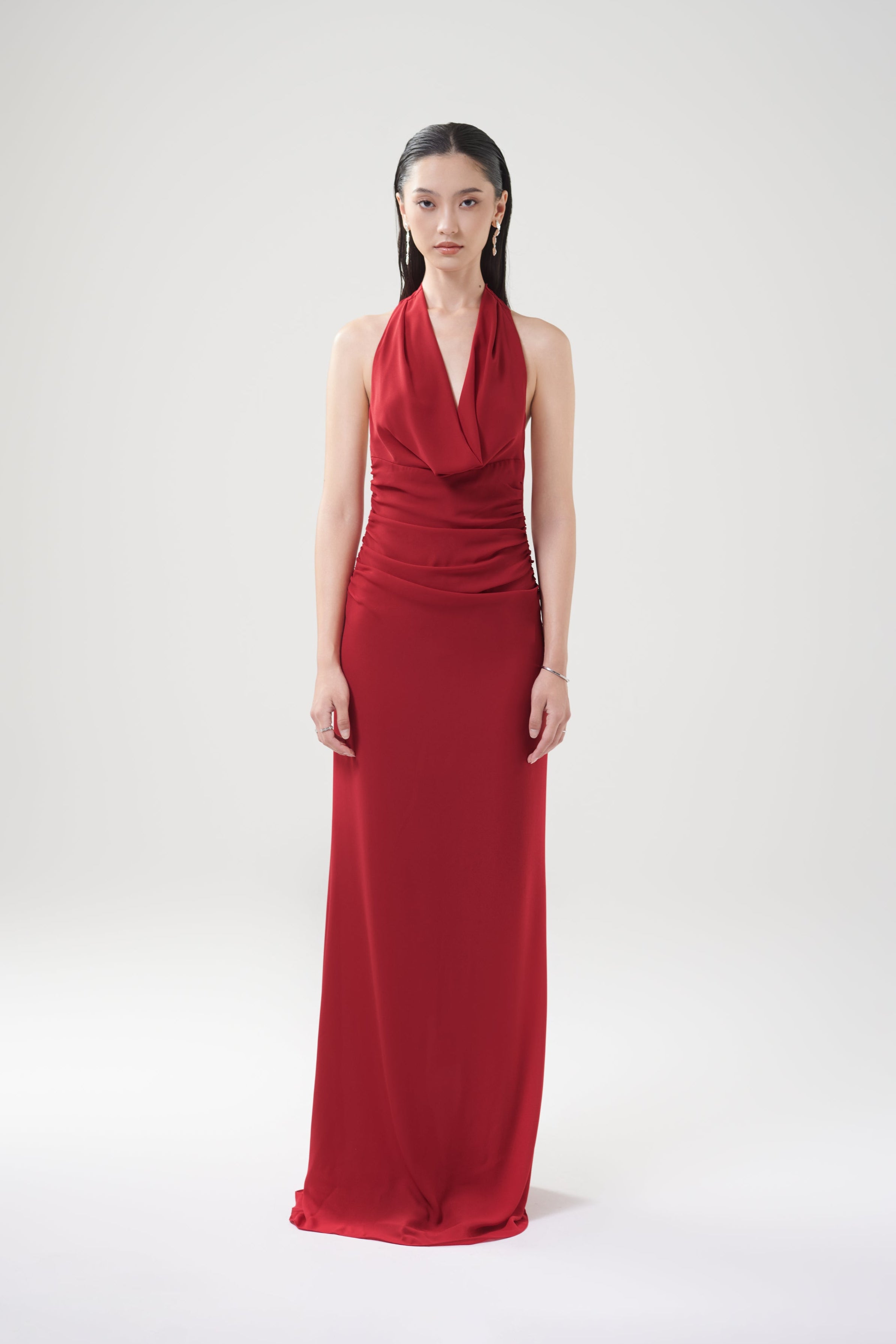 MARGARET CHIFFON DRESS - Cherry