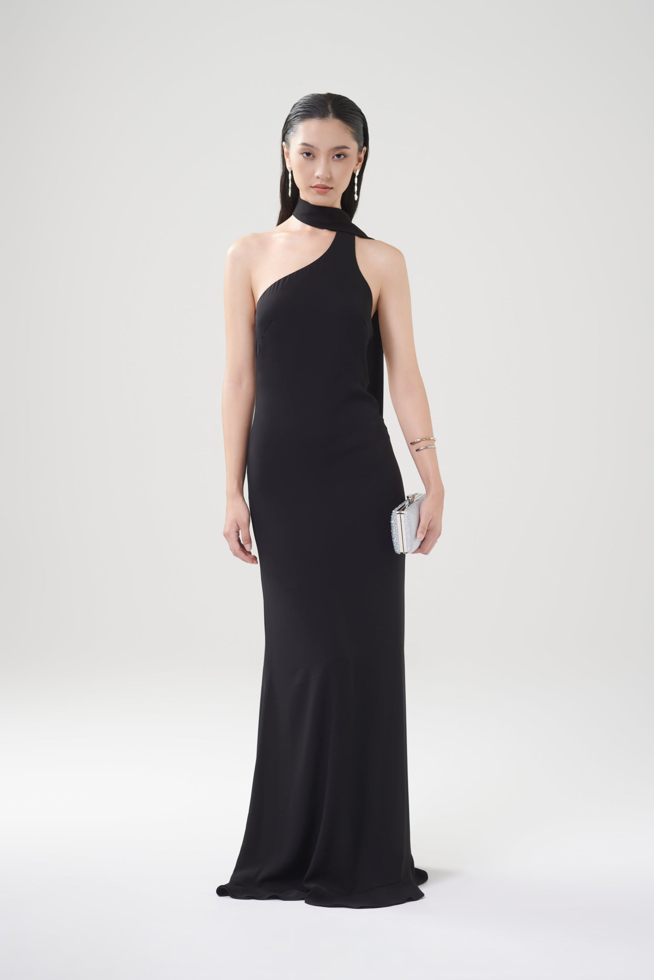 GLENNIE CHIFFON FLOWING DRESS - Black