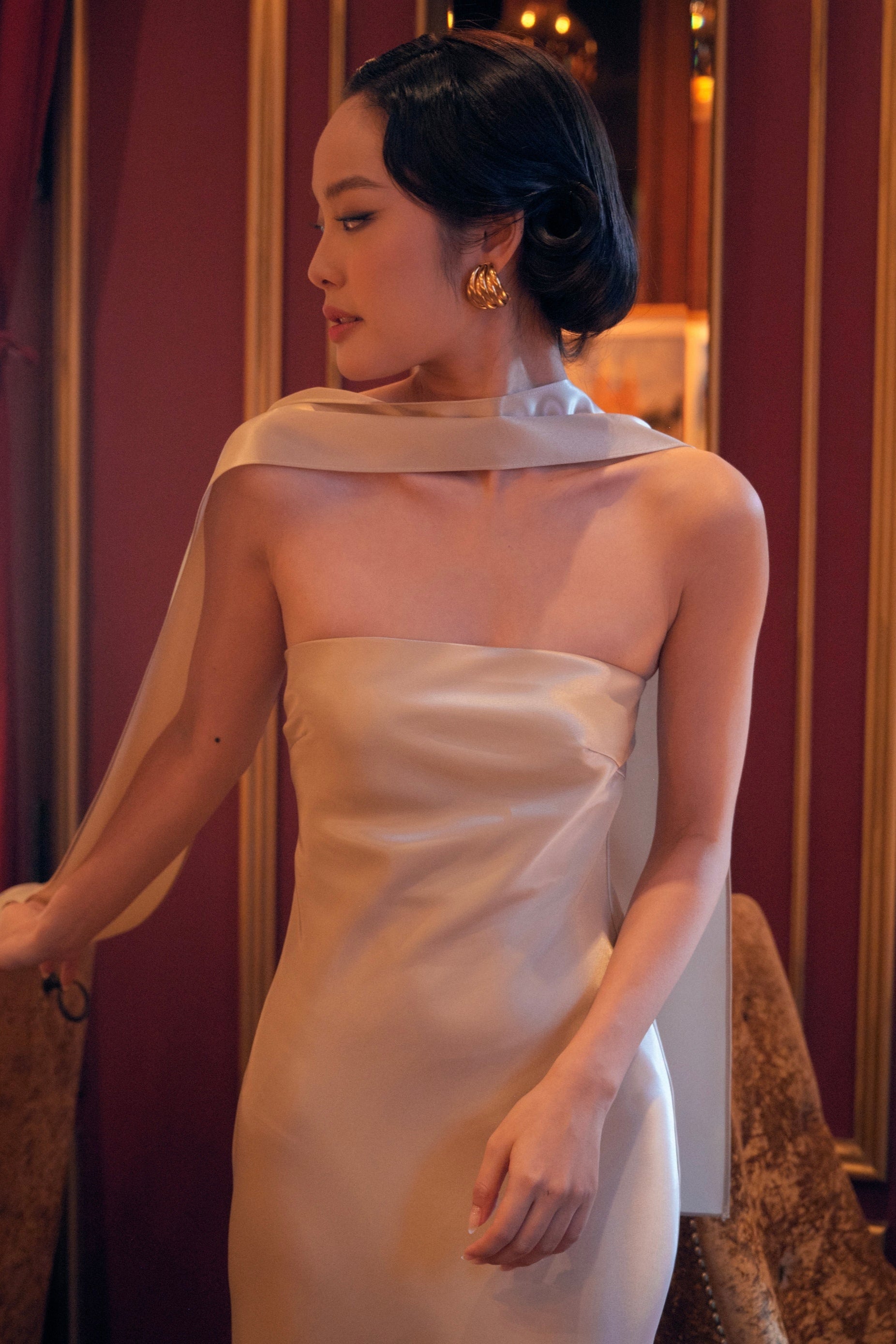 MIA STRAPLESS GOWN - beige