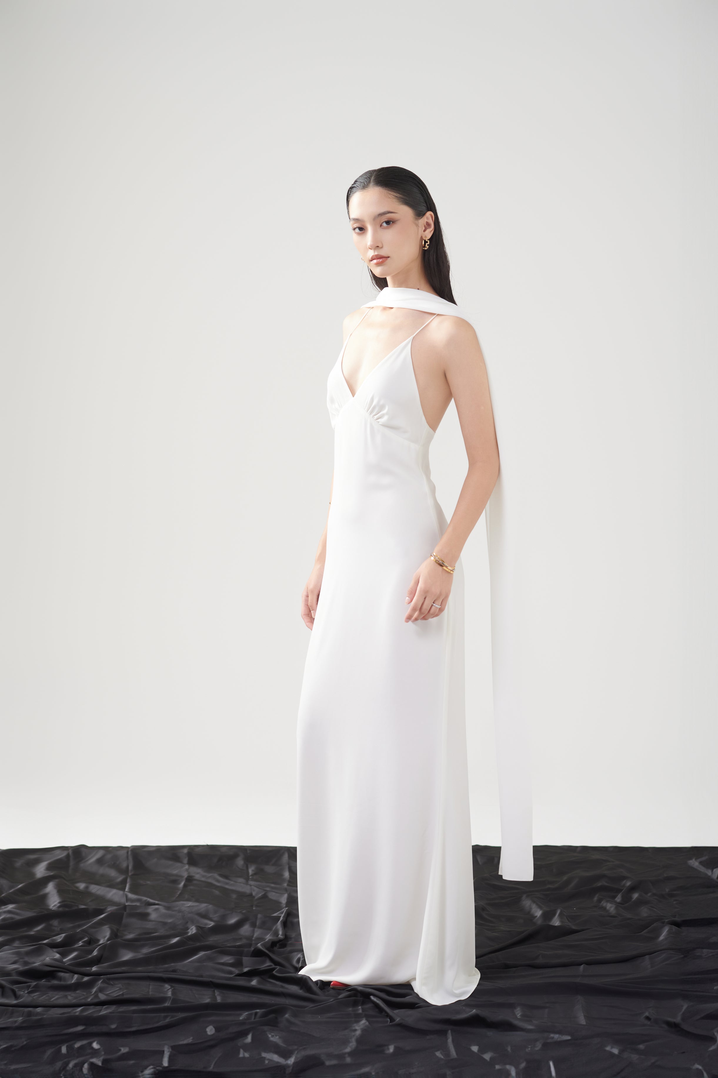MAGGIE CHIFFON GOWN - White