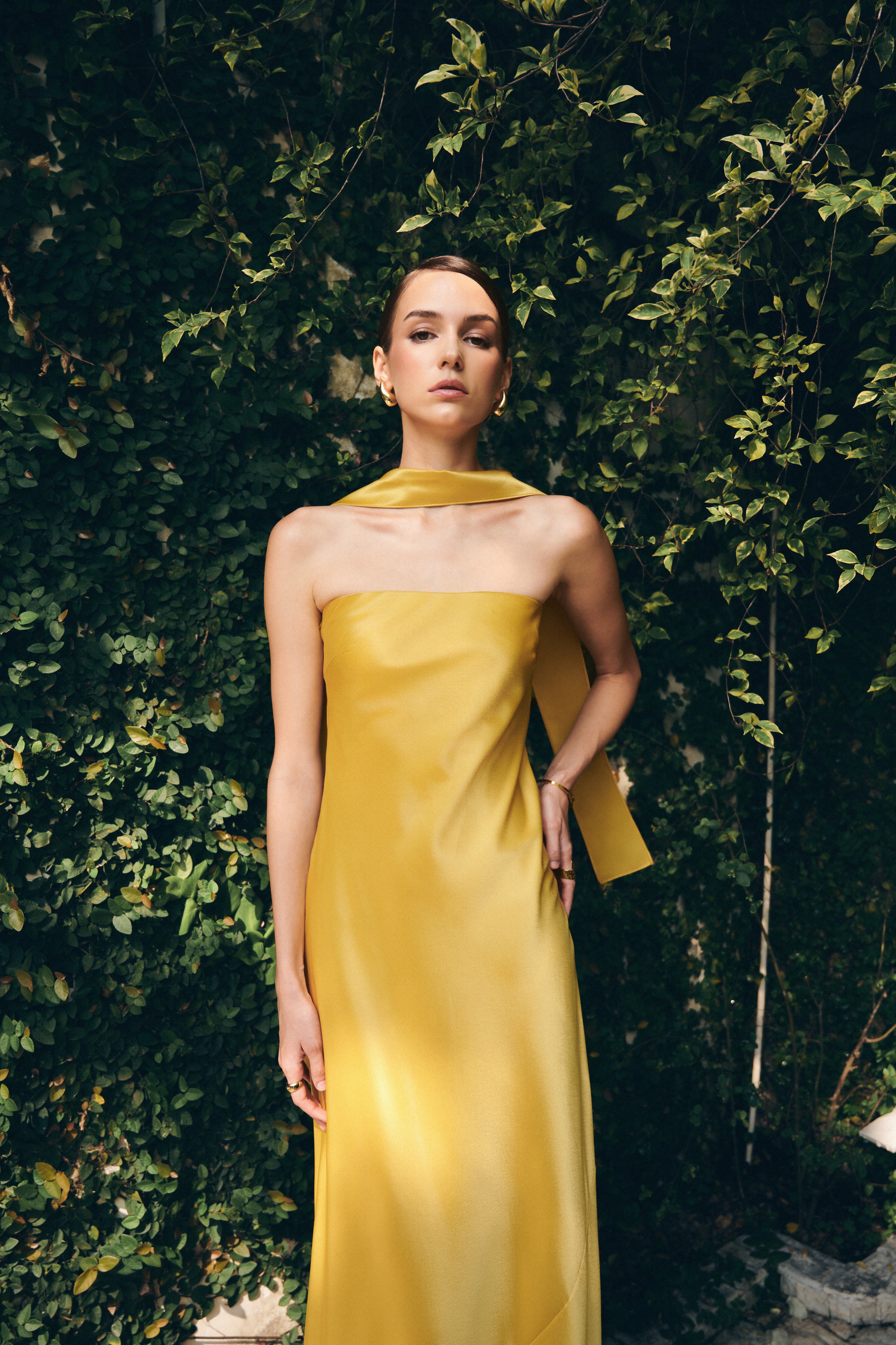 MIA STRAPLESS GOWN - AZALEA GOLD